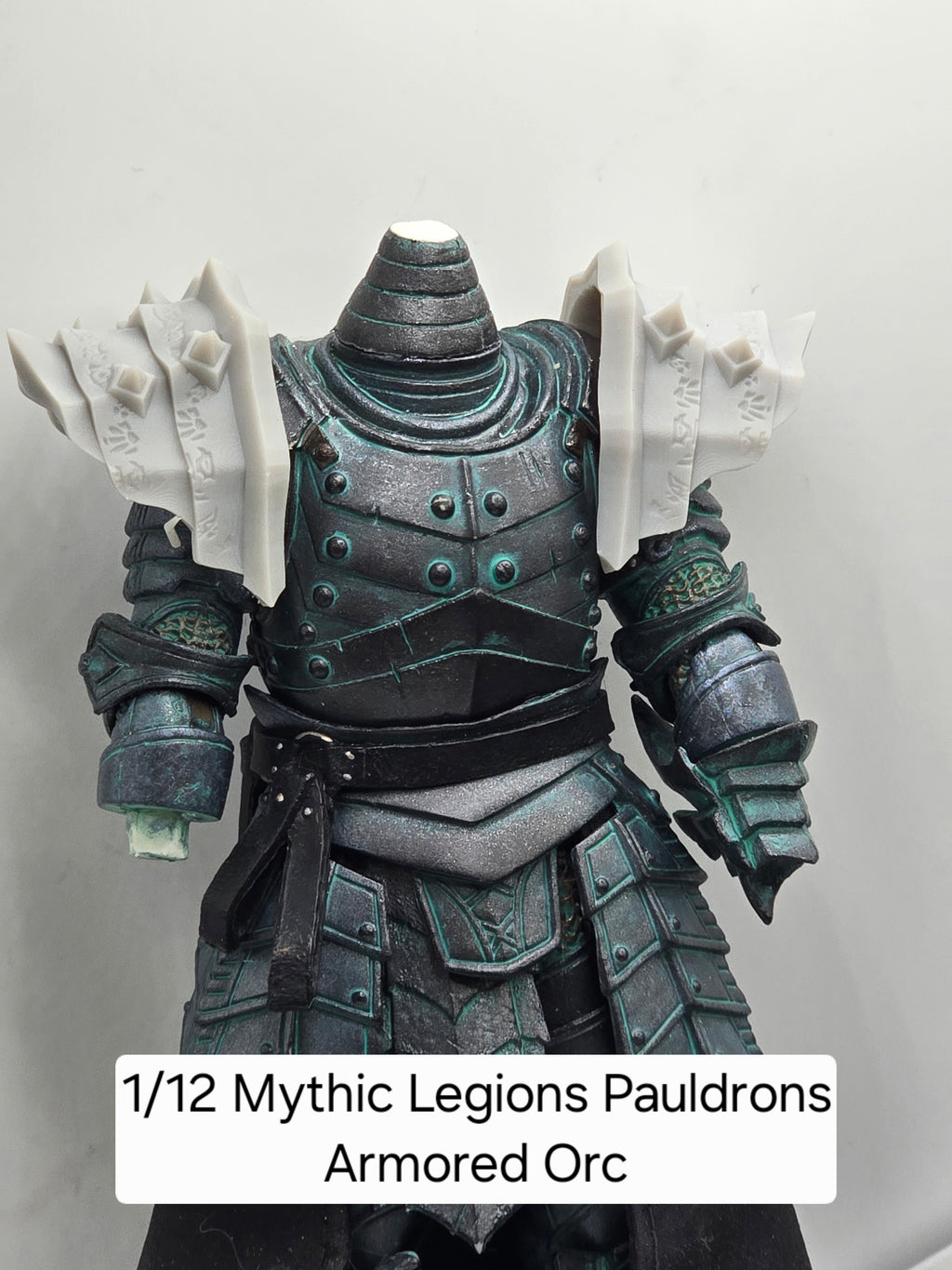 3d Printed Mythic Legions Scale Head 1.0 Armored Orc Pauldrons 1:12 6" Scale.
