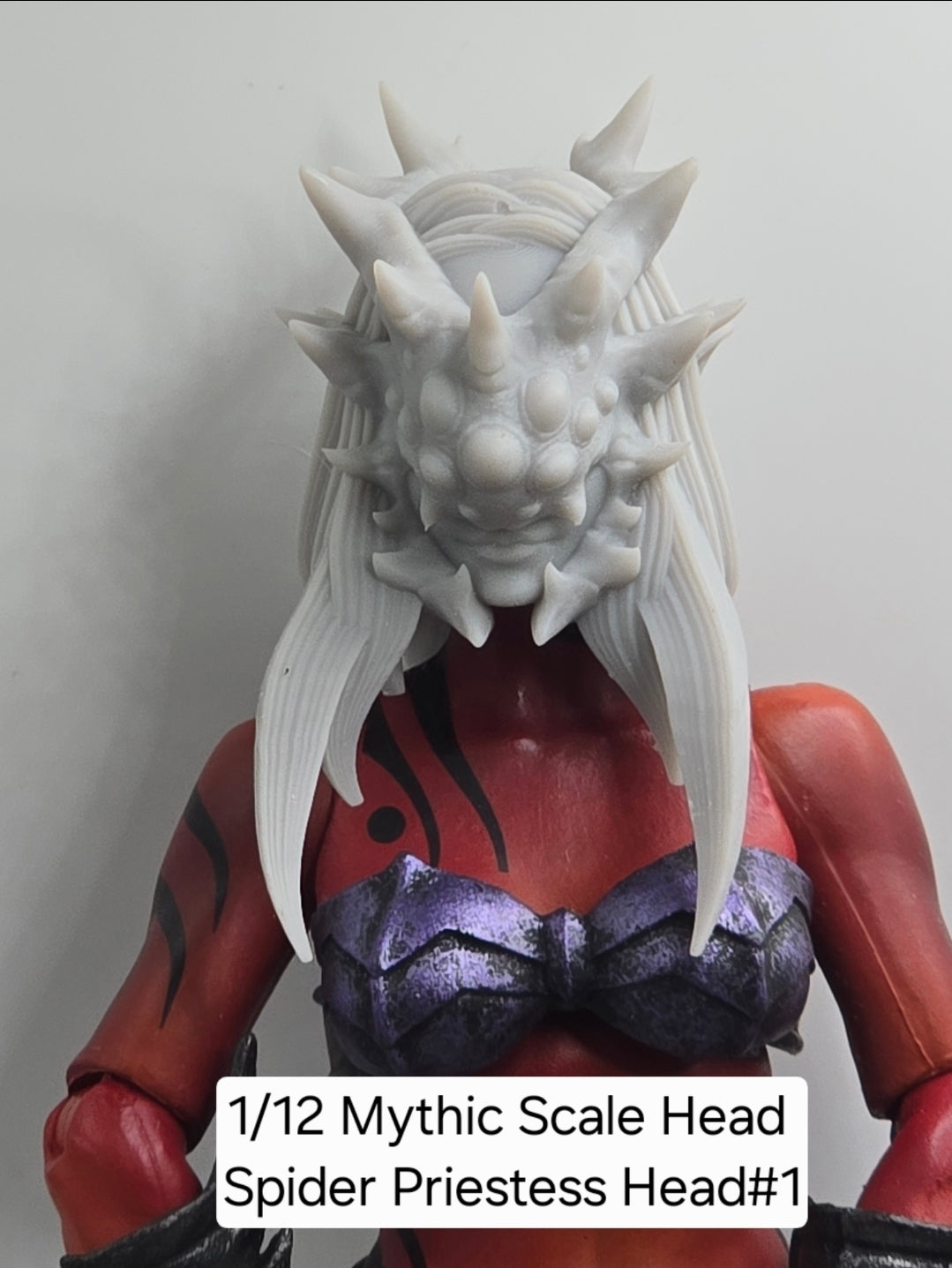 3d Printed Mythic Legions Scale Head 2.0 Spider Priestess Head#1  1:12 6" Scale.