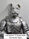 3d Printed Mythic Legions Scale Head 1.0 Schnauser Dog Head  1:12 6" Scale.