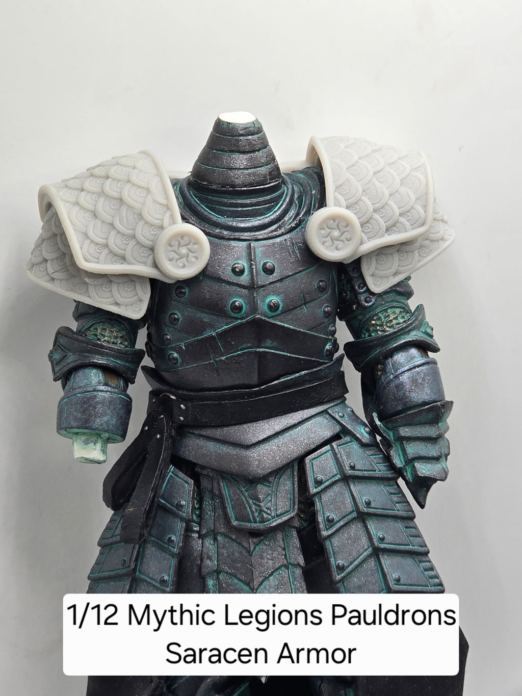3d Printed Mythic Legions Scale Head 1.0 Saracen Armor Pauldrons 1:12 6" Scale.