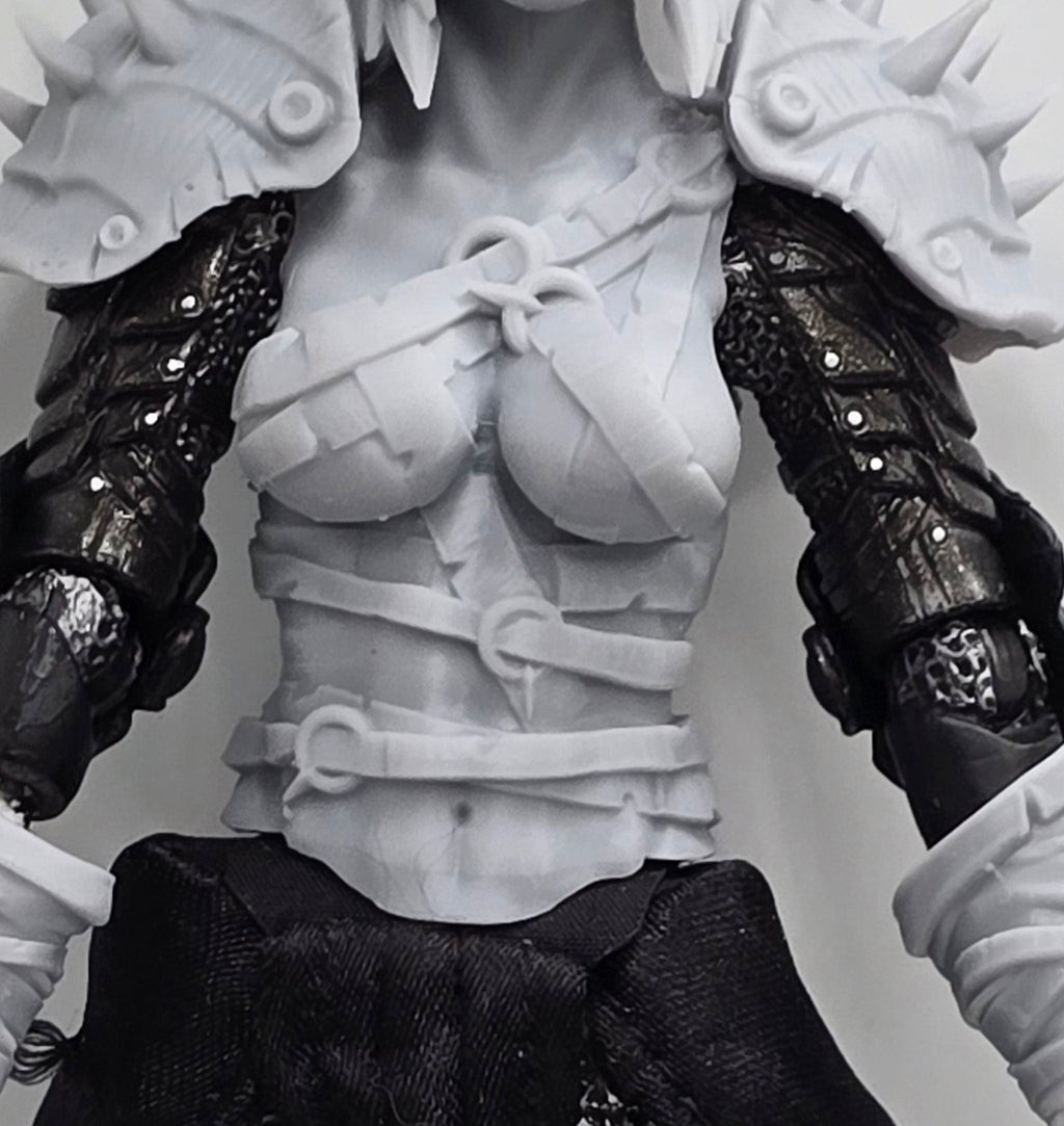 3d Printed Mythic Legions Scale Head 2.0 Tiefling Barbarian Torso 1:12 6" Scale.