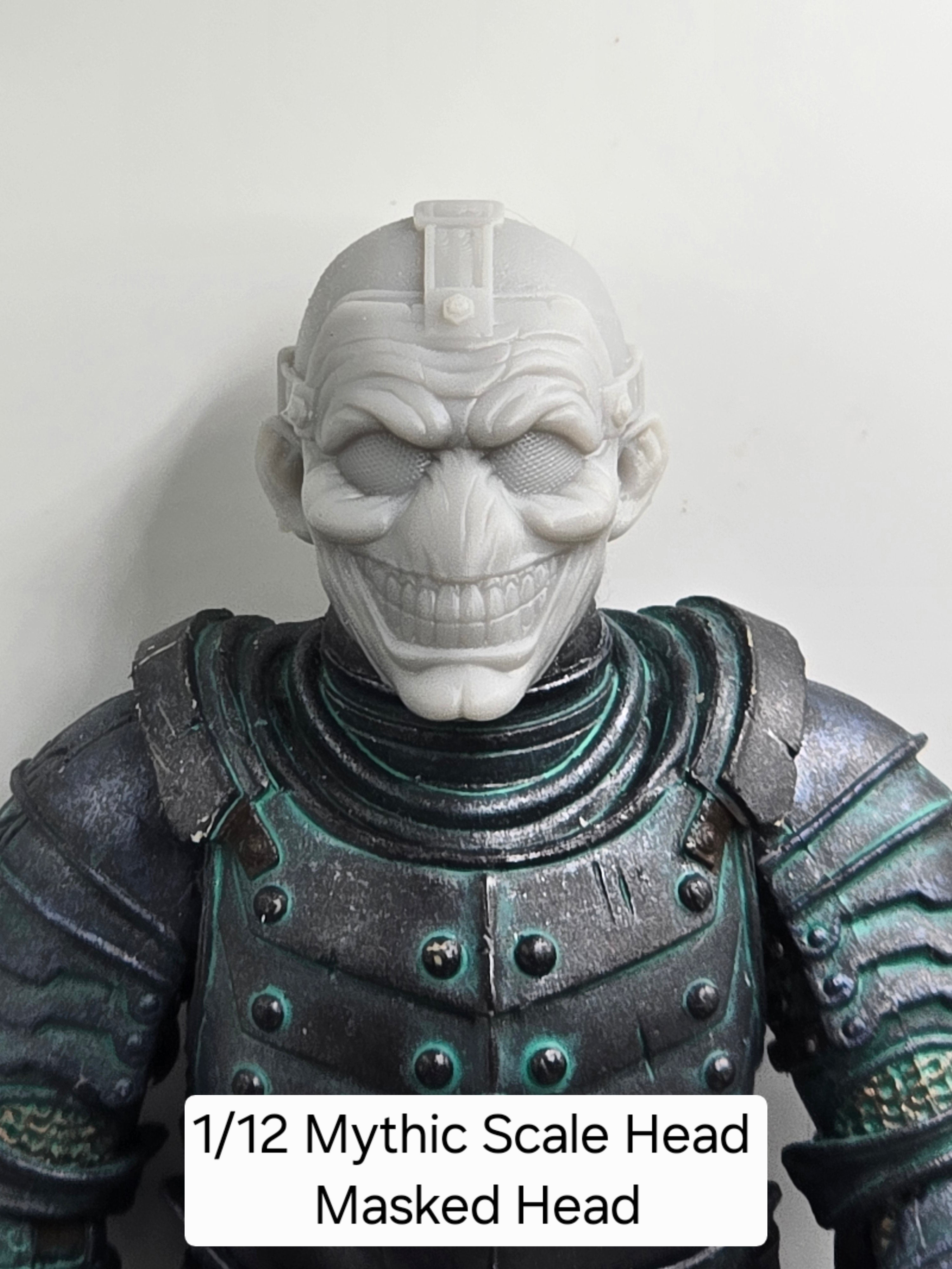 3d Printed Mythic Legions Scale Head 1.0 Masked Head  1:12 6" Scale.