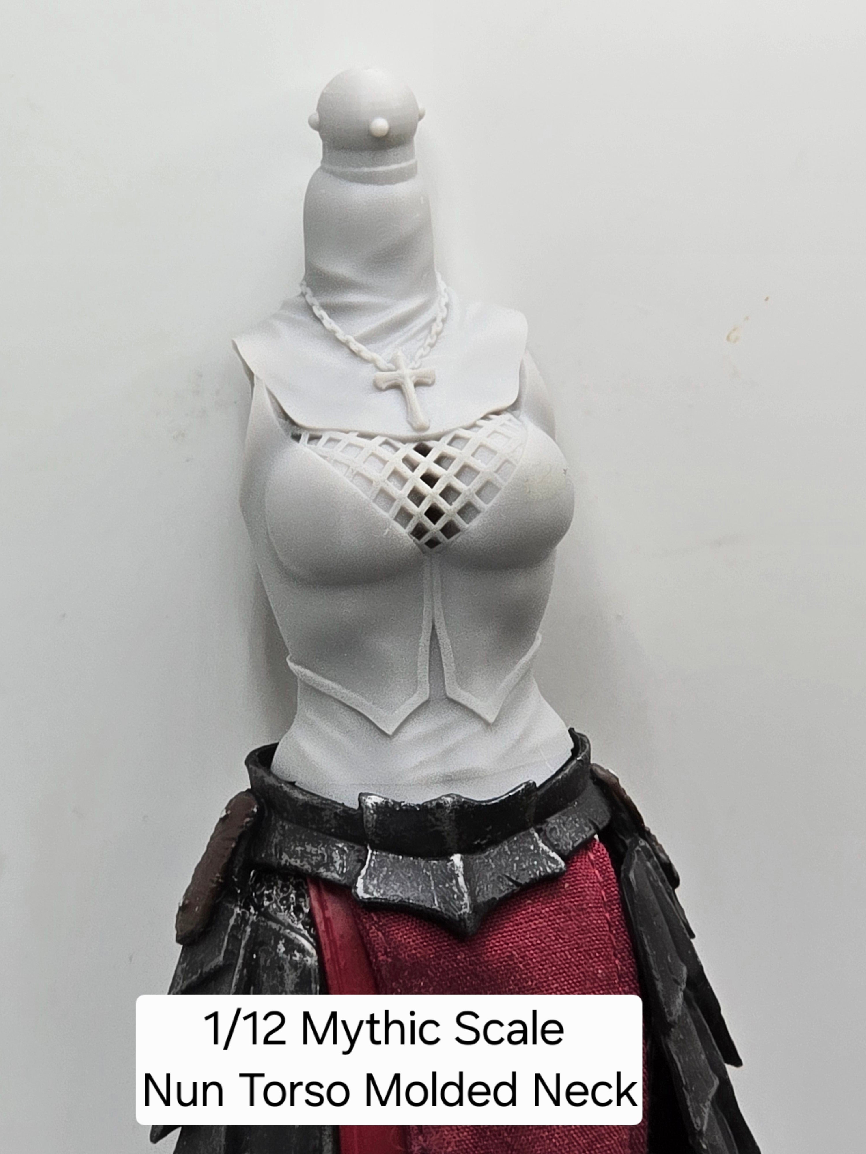 3d Printed Mythic Legions Scale Head 2.0 Nun Torso 1:12 6" Scale.
