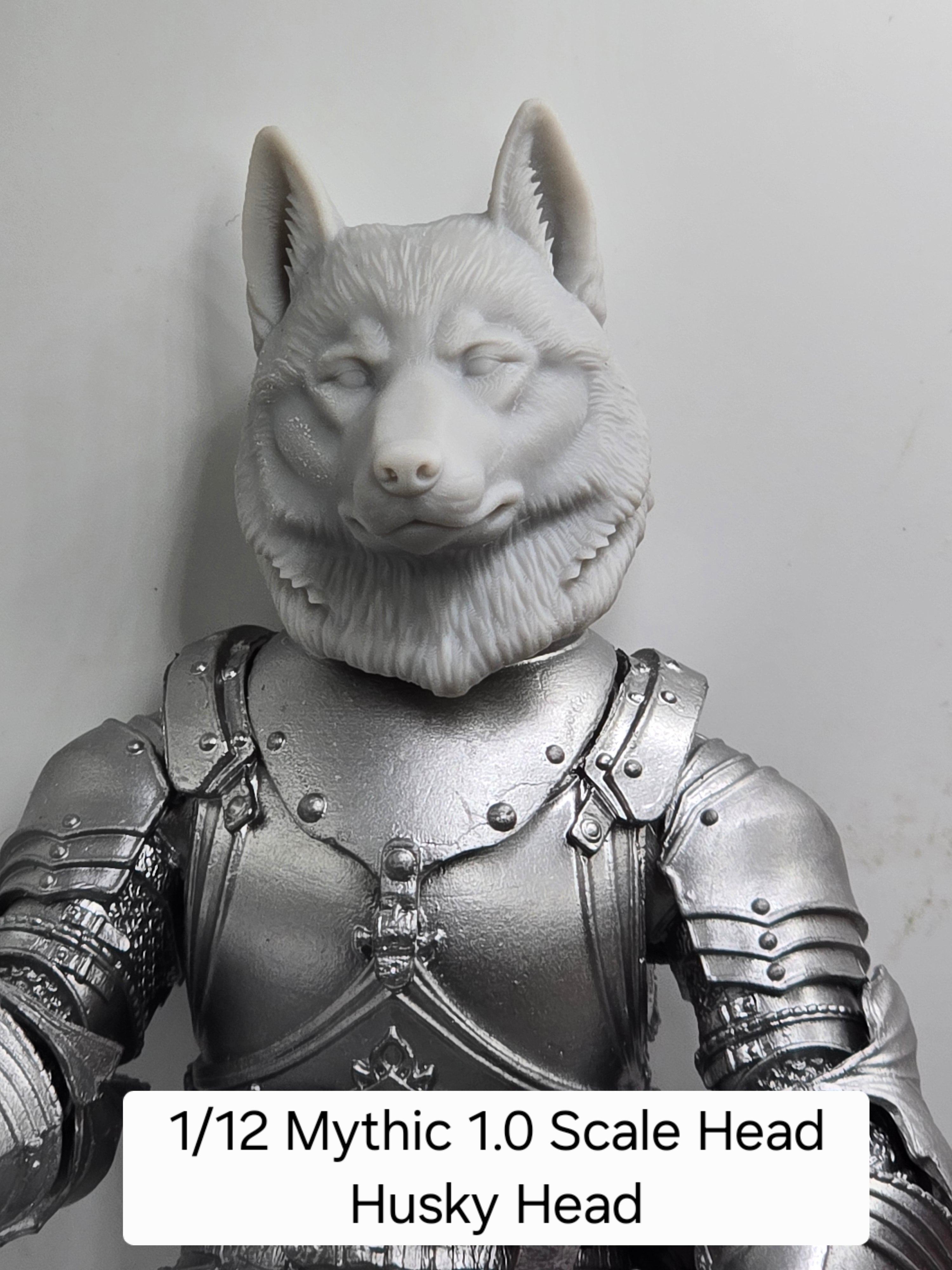 3d Printed Mythic Legions Scale Head 1.0 Husky Dog Head  1:12 6" Scale.