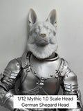 3d Printed Mythic Legions Scale Head 1.0 German Shepherd Dog Head  1:12 6" Scale.