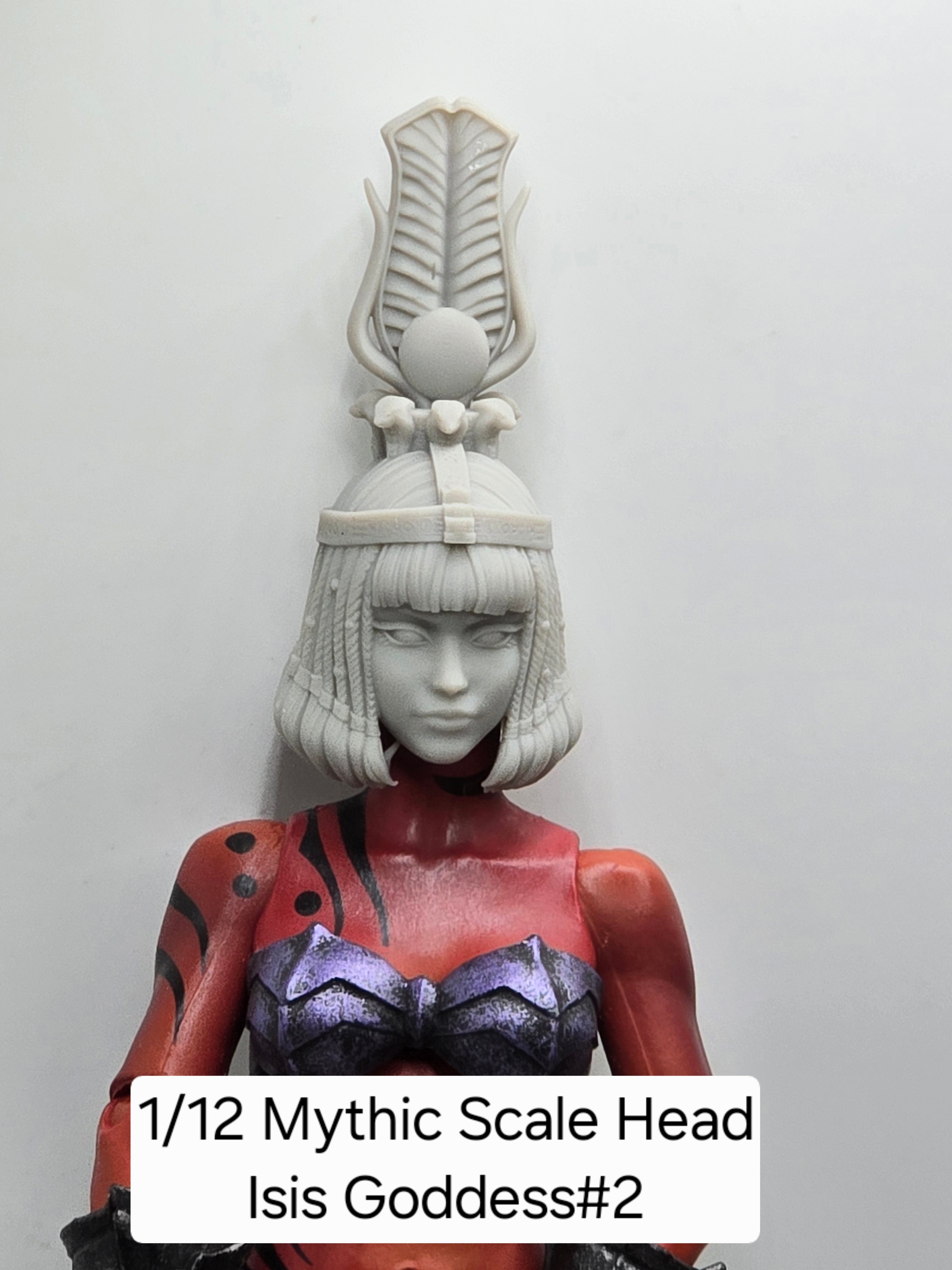 3d Printed Mythic Legions Scale Head 2.0 Goddess Isis Head#2  1:12 6" Scale.