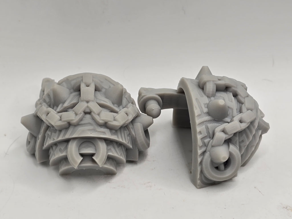 3d Printed Mythic Legions Scale Head 1.0 Bullseye Pauldrons 1:12 6" Scale.