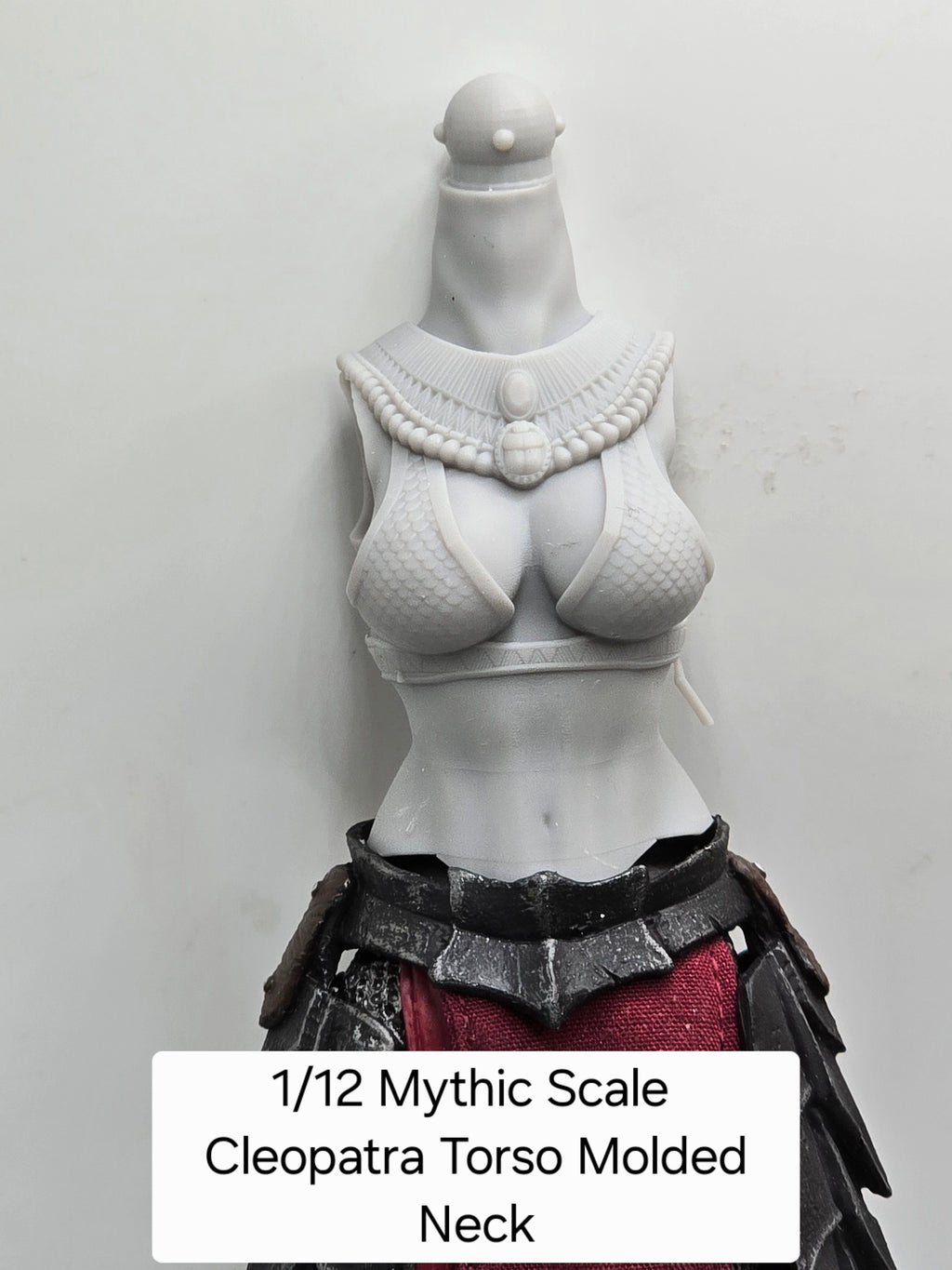 3d Printed Mythic Legions Scale Head 2.0 Cleopatra Torso 1:12 6" Scale.