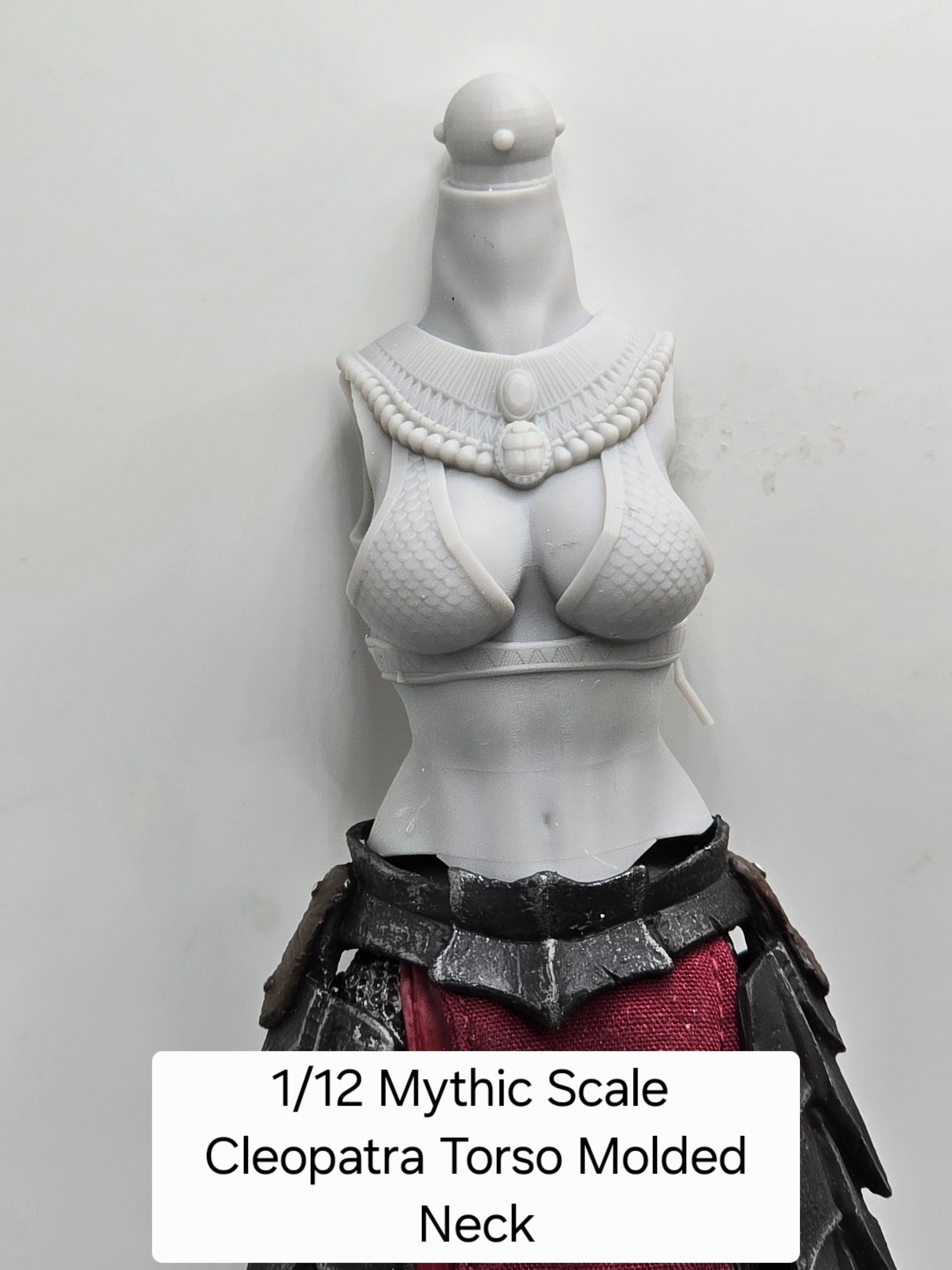 3d Printed Mythic Legions Scale Head 2.0 Cleopatra Torso 1:12 6" Scale.
