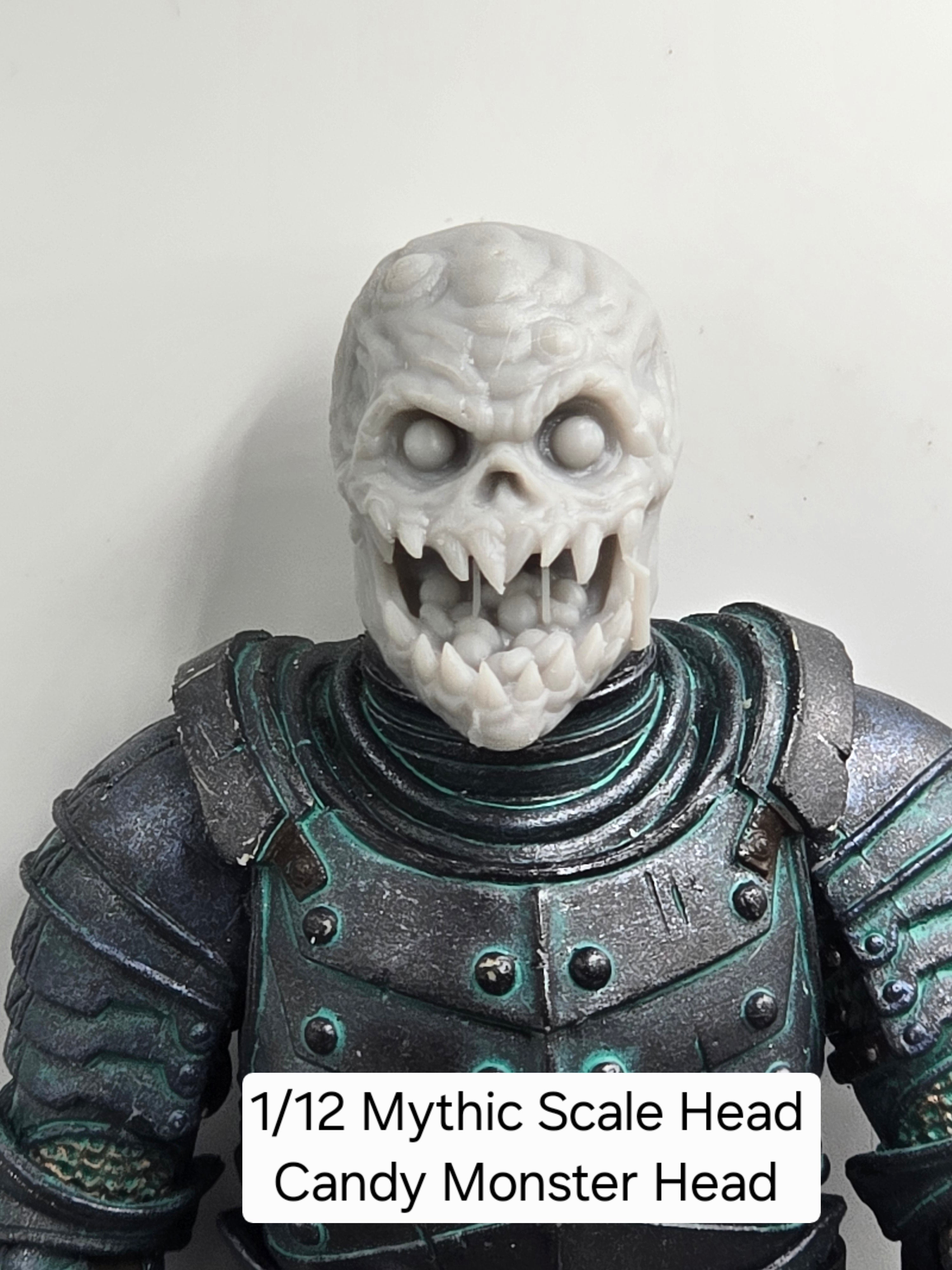 3d Printed Mythic Legions Scale Head 1.0 Candy Monster Head  1:12 6" Scale.