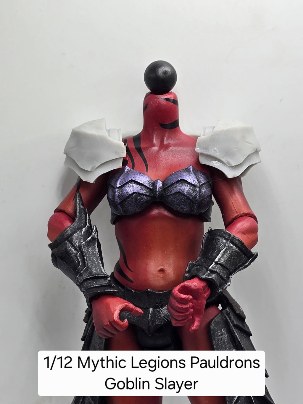 3d Printed Mythic Legions Scale Head 2.0 Female Goblin Slayer Pauldrons 1:12 6" Scale.