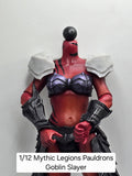 3d Printed Mythic Legions Scale Head 2.0 Female Goblin Slayer Pauldrons 1:12 6" Scale.