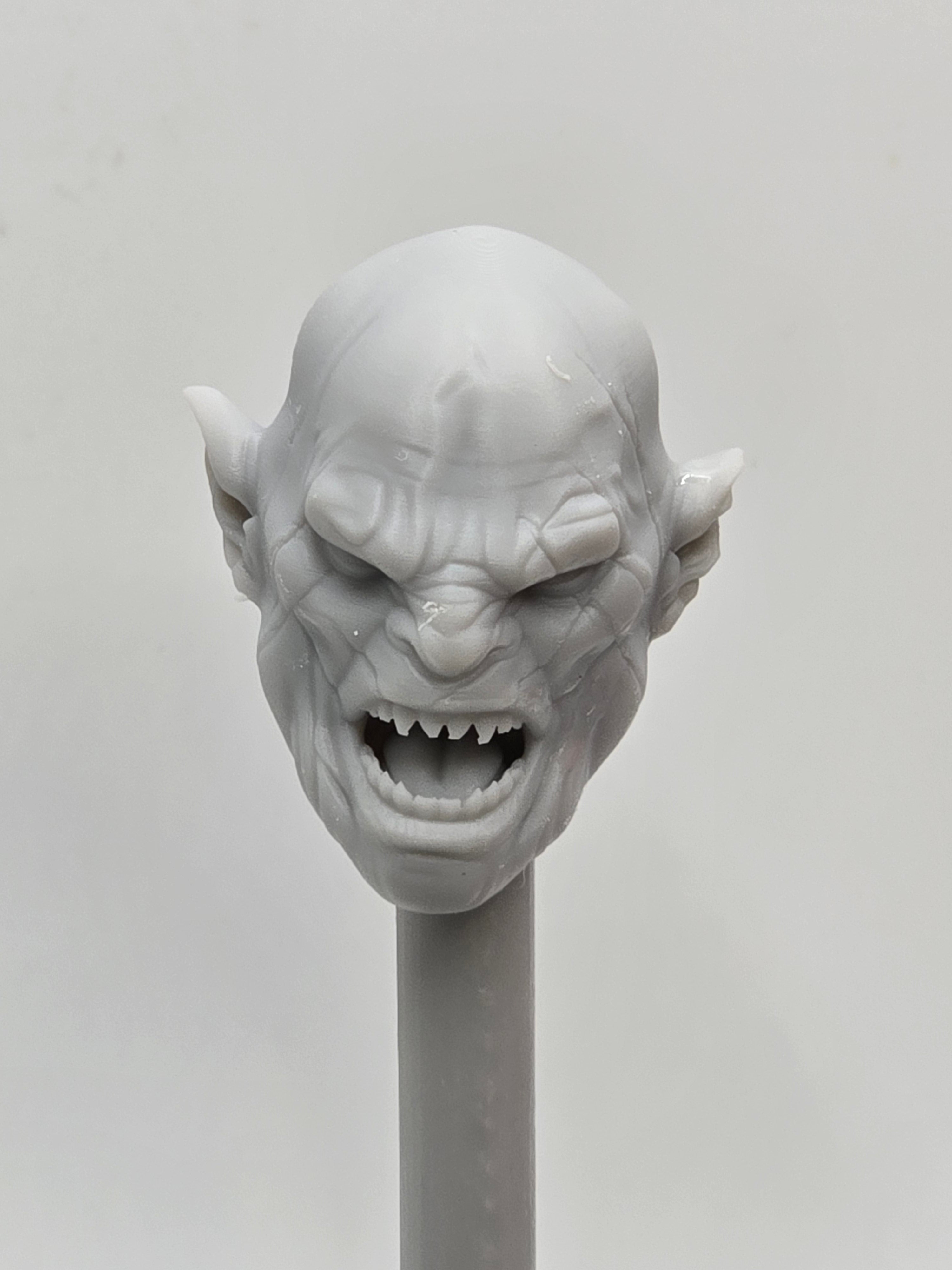 3d Printed Mythic Legions Scale Head 1.0 Orc Azog Open Mouth Head  1:12 6" Scale.