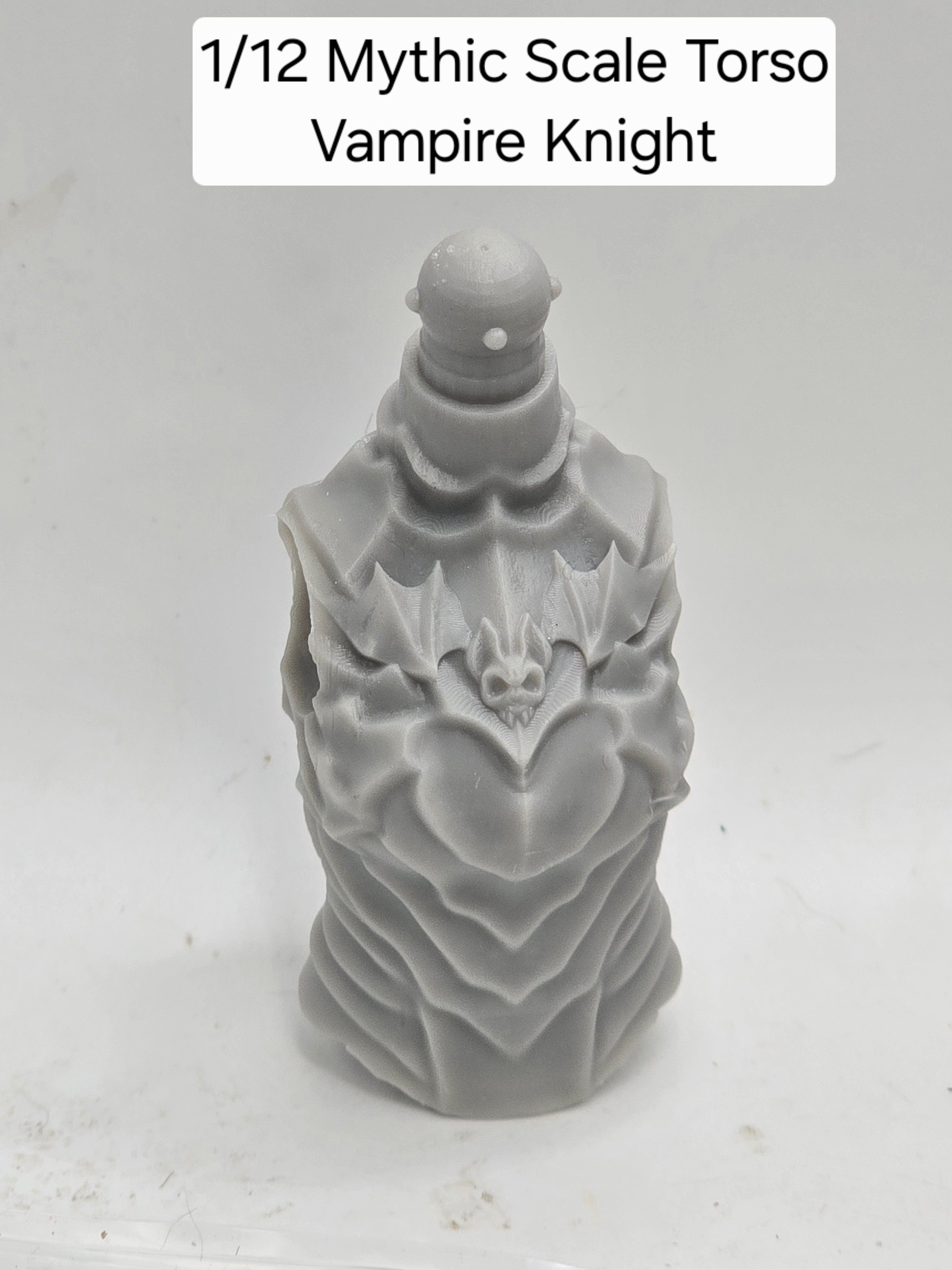 3d Printed Mythic Legions Scale Head 2.0 Vampire Knight Torso 1:12 6" Scale.