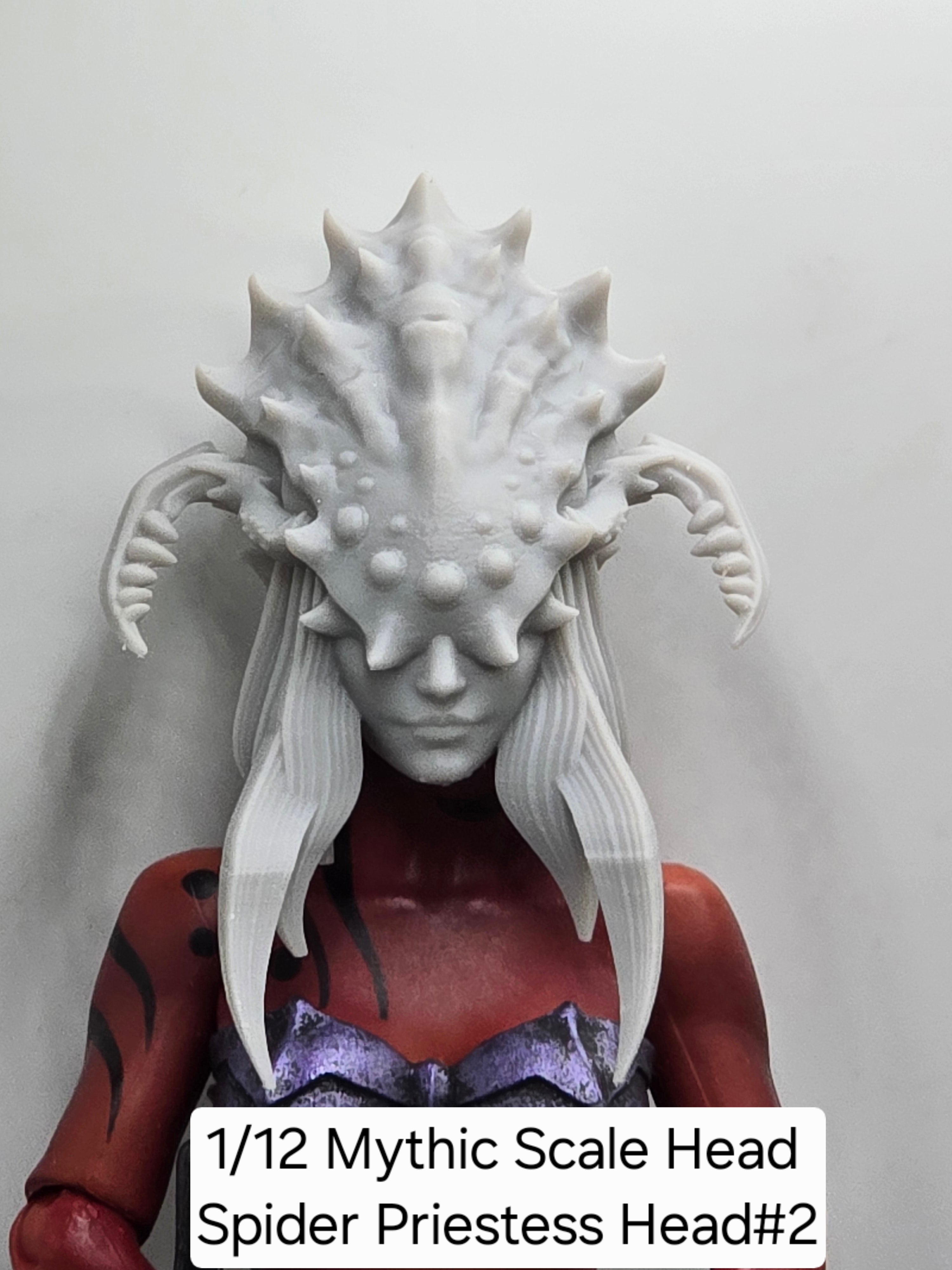 3d Printed Mythic Legions Scale Head 2.0 Spider Priestess Head#2  1:12 6" Scale.