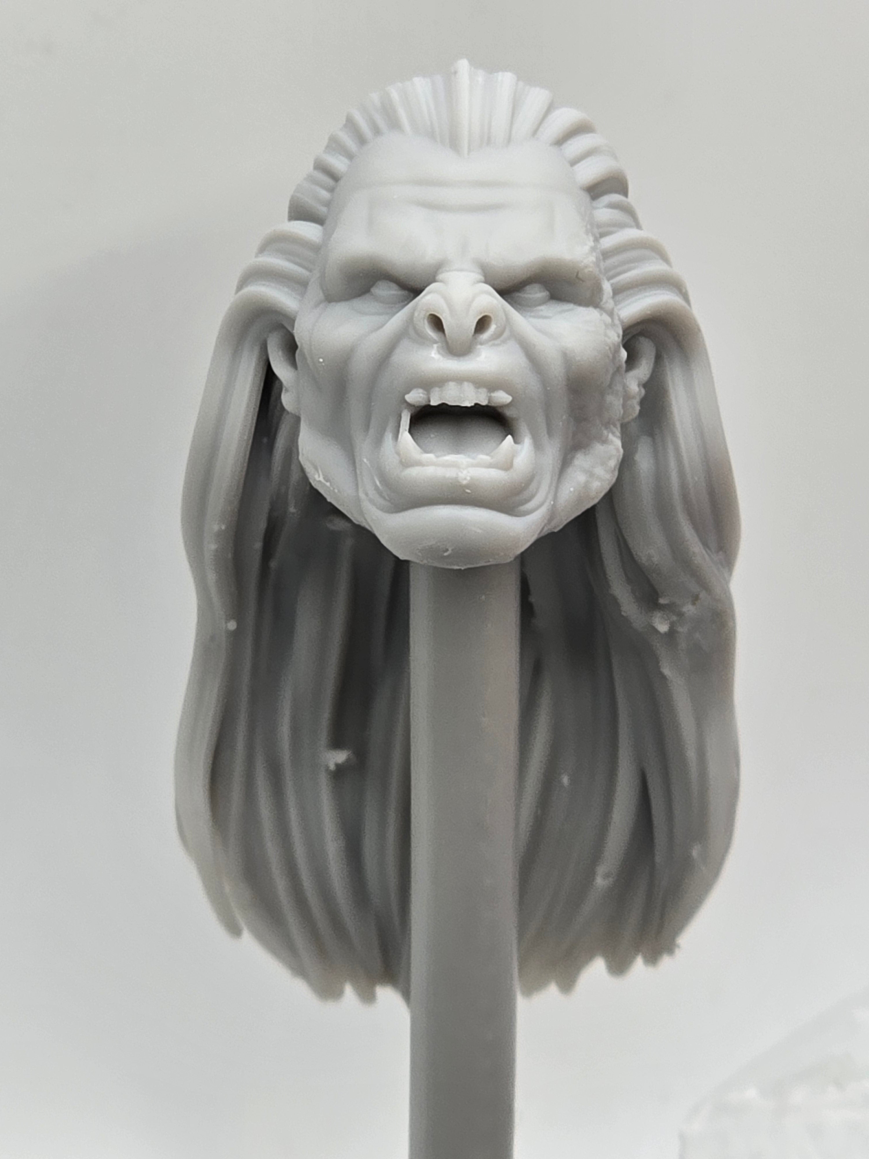 3d Printed Mythic Legions Scale Head 1.0 Orc Lurtz Head  1:12 6" Scale.