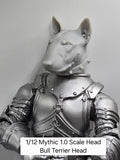 3d Printed Mythic Legions Scale Head 1.0 Bull Terrier Dog Head  1:12 6" Scale.