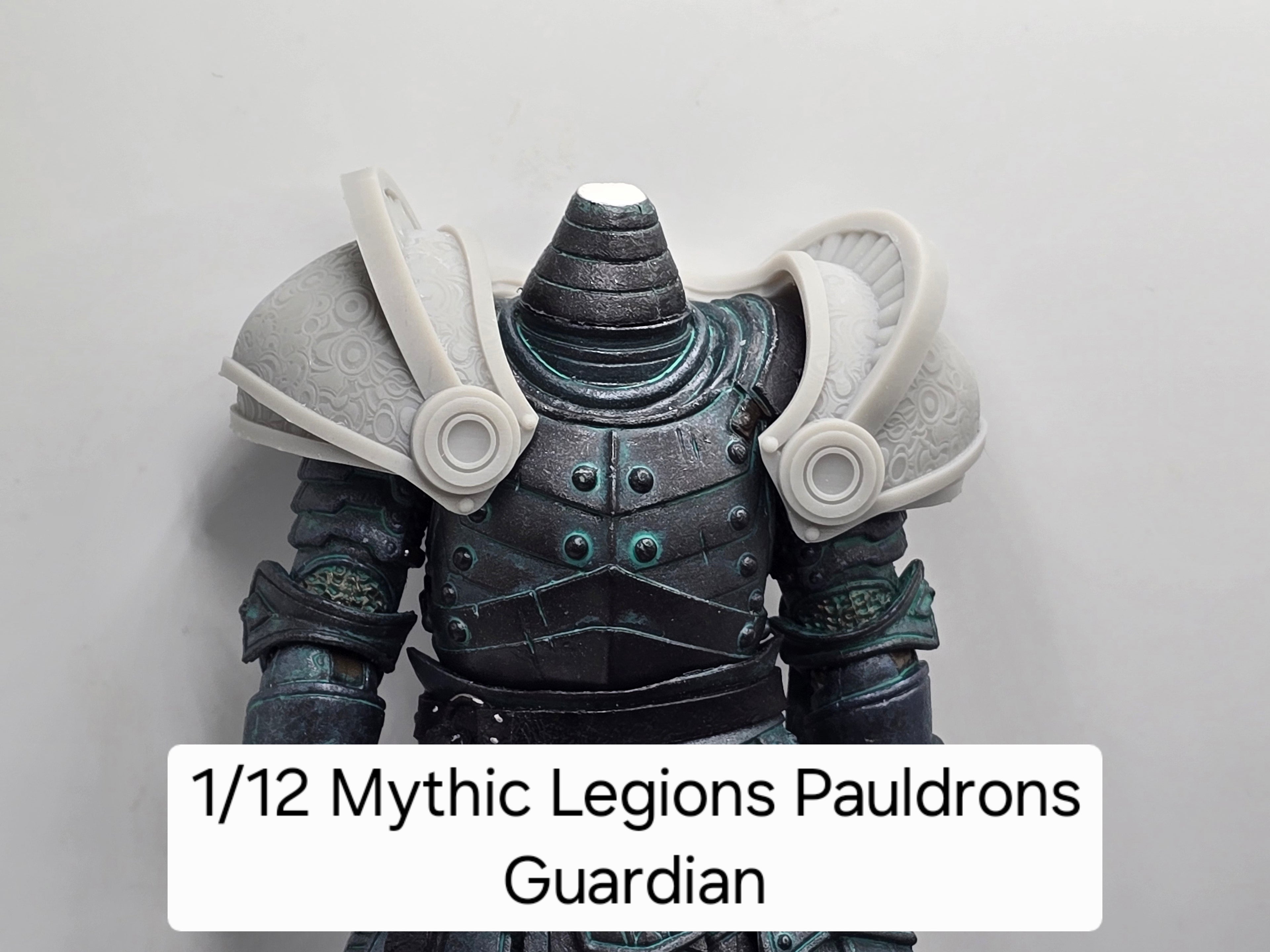 3d Printed Mythic Legions Scale Head 1.0 Guardians Pauldrons 1:12 6" Scale.