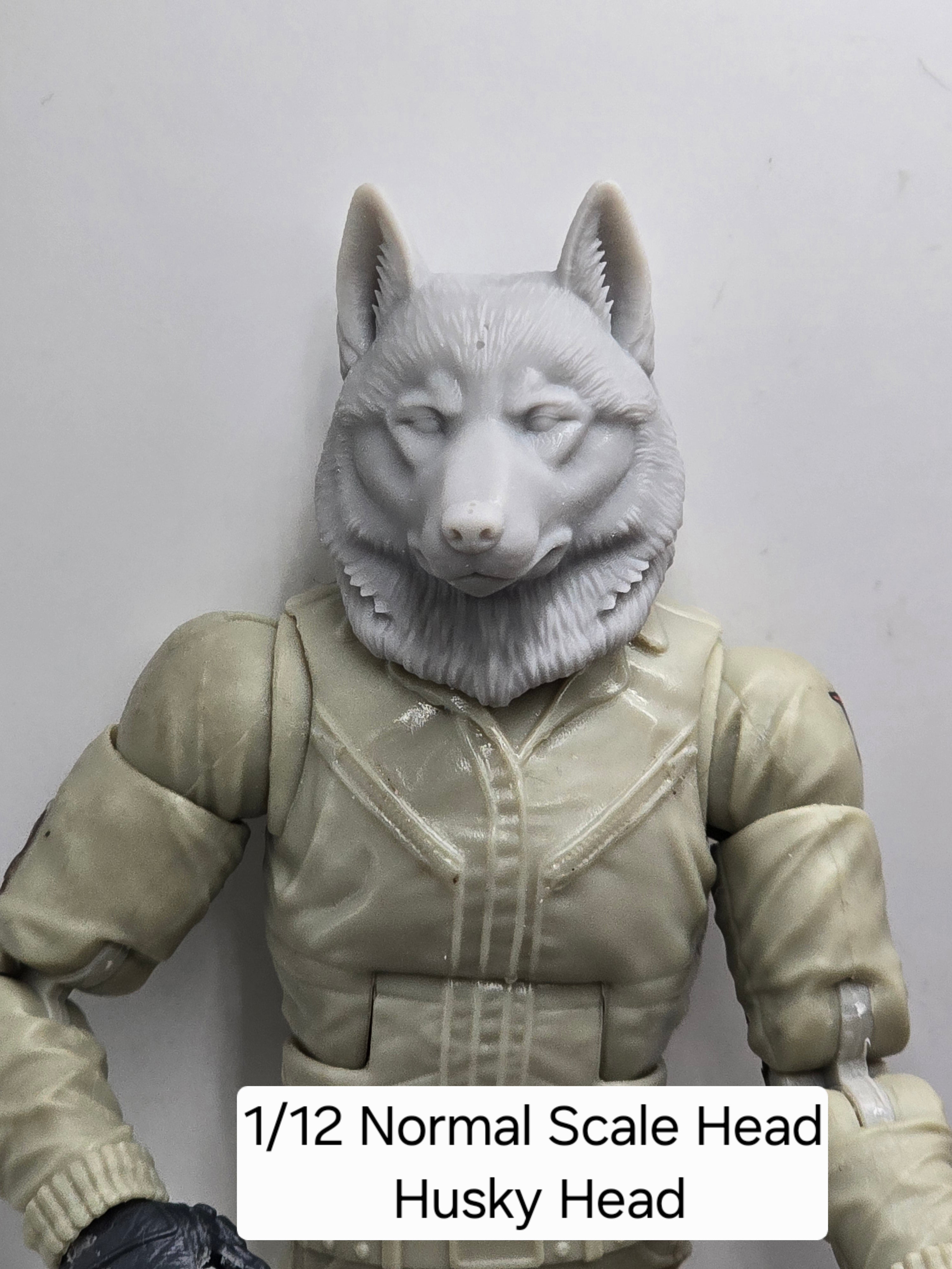 3d Printed Mythic Legions Scale Head 1.0 Husky Dog Head  1:12 6" Scale.