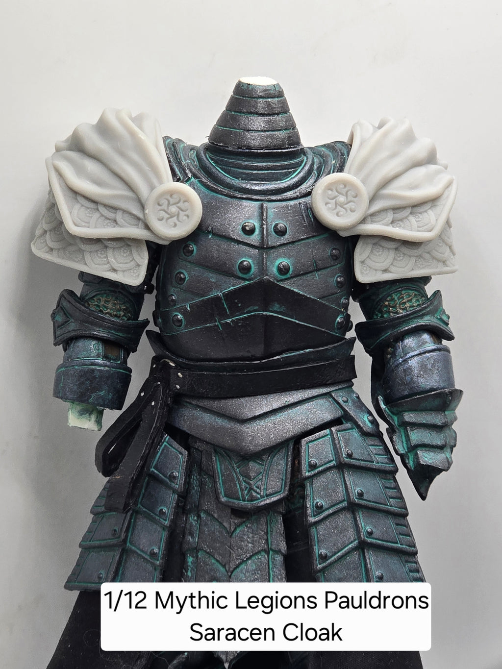 3d Printed Mythic Legions Scale Head 1.0 Saracen Cloak Pauldrons 1:12 6" Scale.