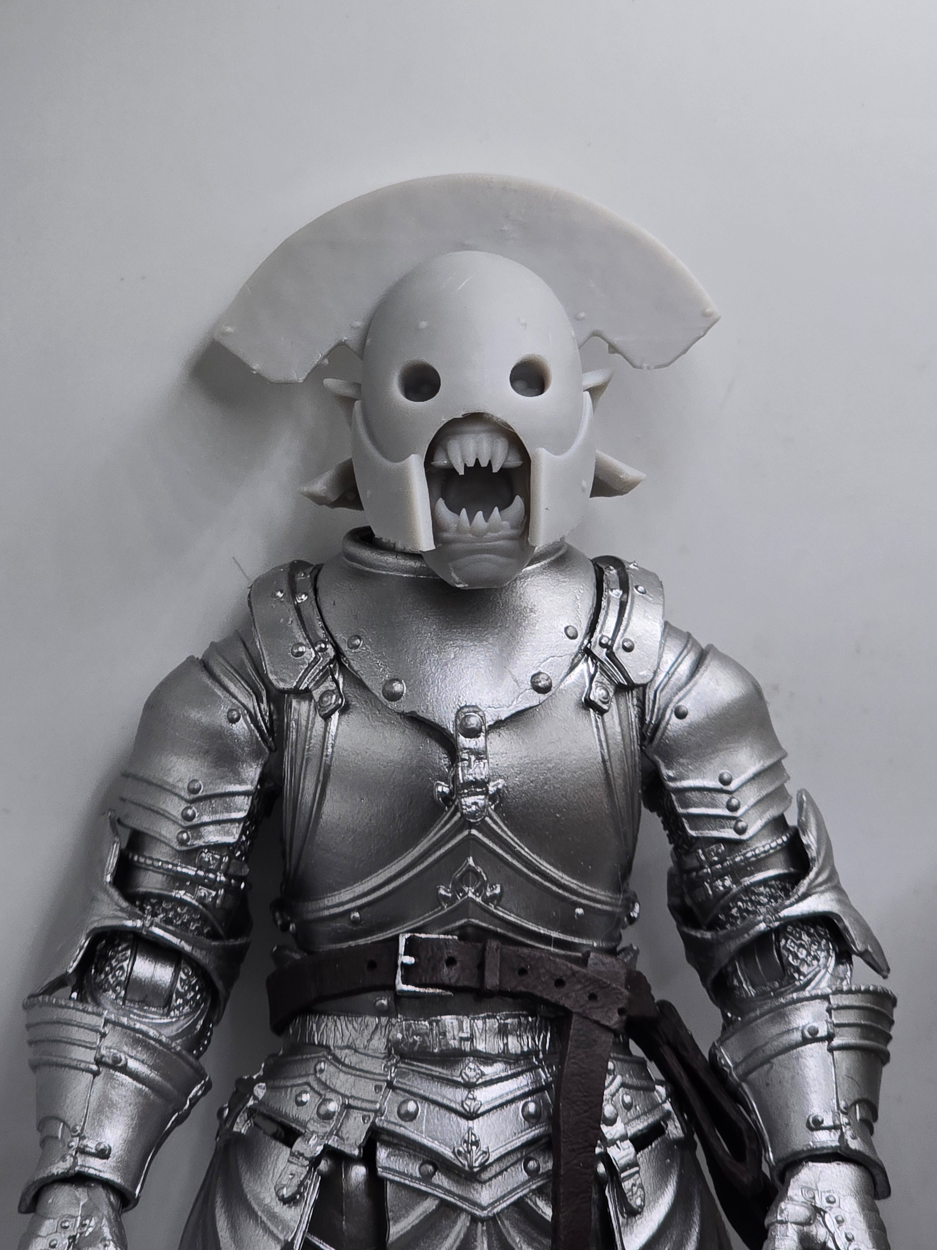 3d Printed Mythic Legions Scale Head 1.0 Orc Uruk Hai Helmet Head#2  1:12 6" Scale.
