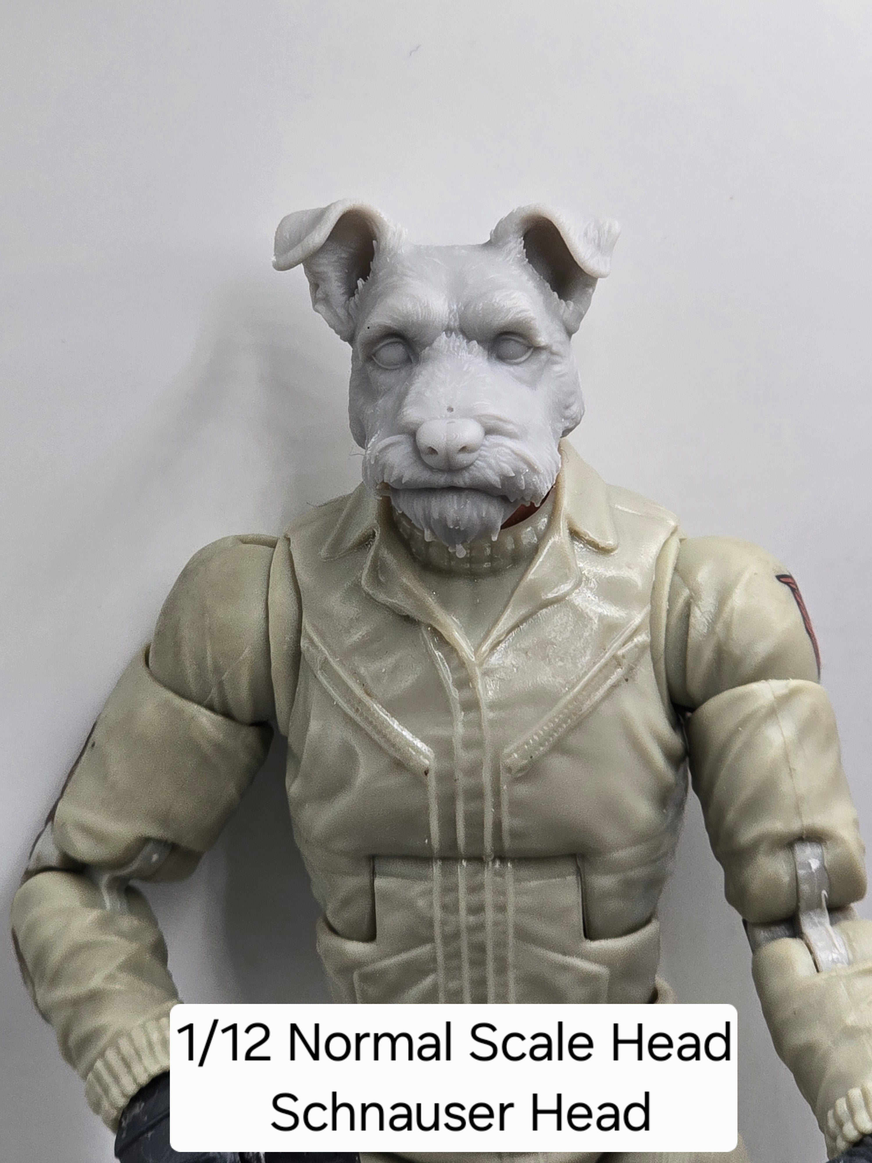 3d Printed Mythic Legions Scale Head 1.0 Schnauser Dog Head  1:12 6" Scale.