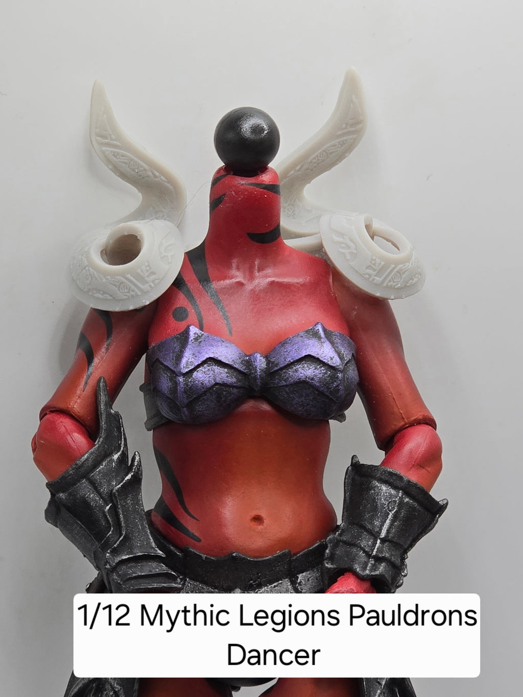 3d Printed Mythic Legions Scale Head 2.0 Dancer Pauldrons 1:12 6" Scale.