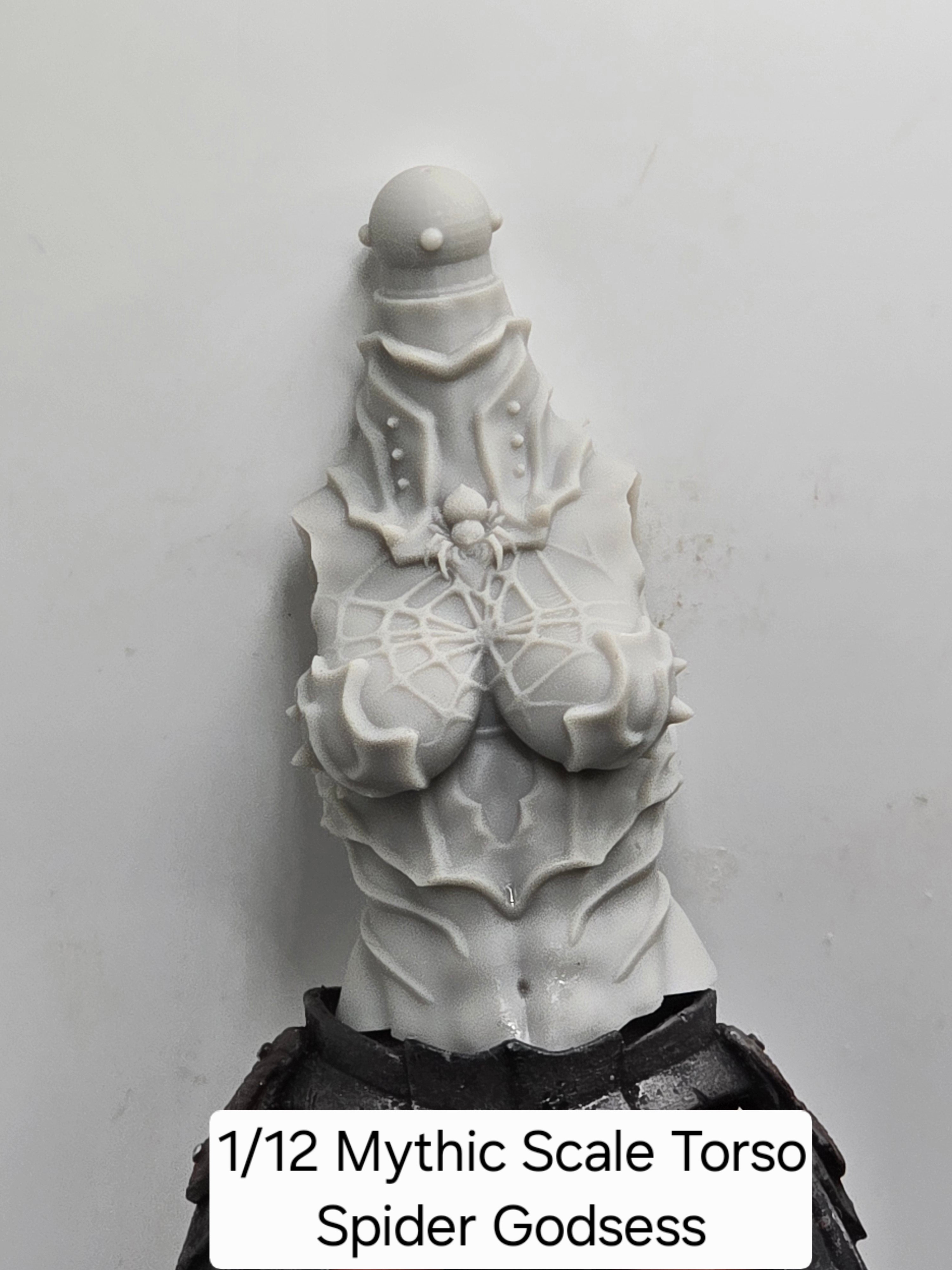 3d Printed Mythic Legions Scale Head 2.0 Spider Goddess Torso 1:12 6" Scale.