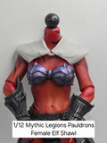3d Printed Mythic Legions Scale Head 2.0 Female Elf Shawl Pauldrons 1:12 6" Scale.