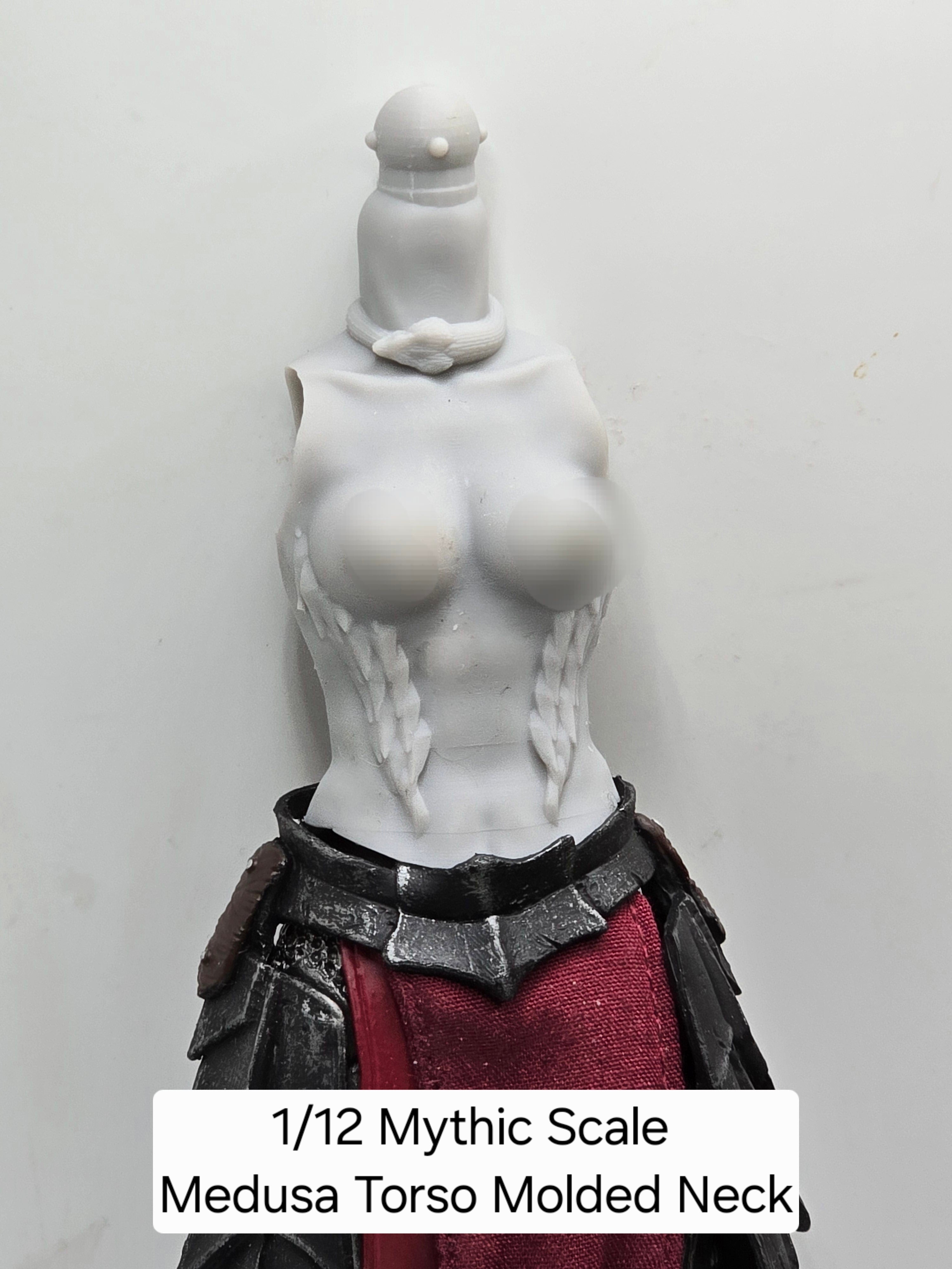 3d Printed Mythic Legions Scale Head 2.0 Medusa Torso 1:12 6" Scale.