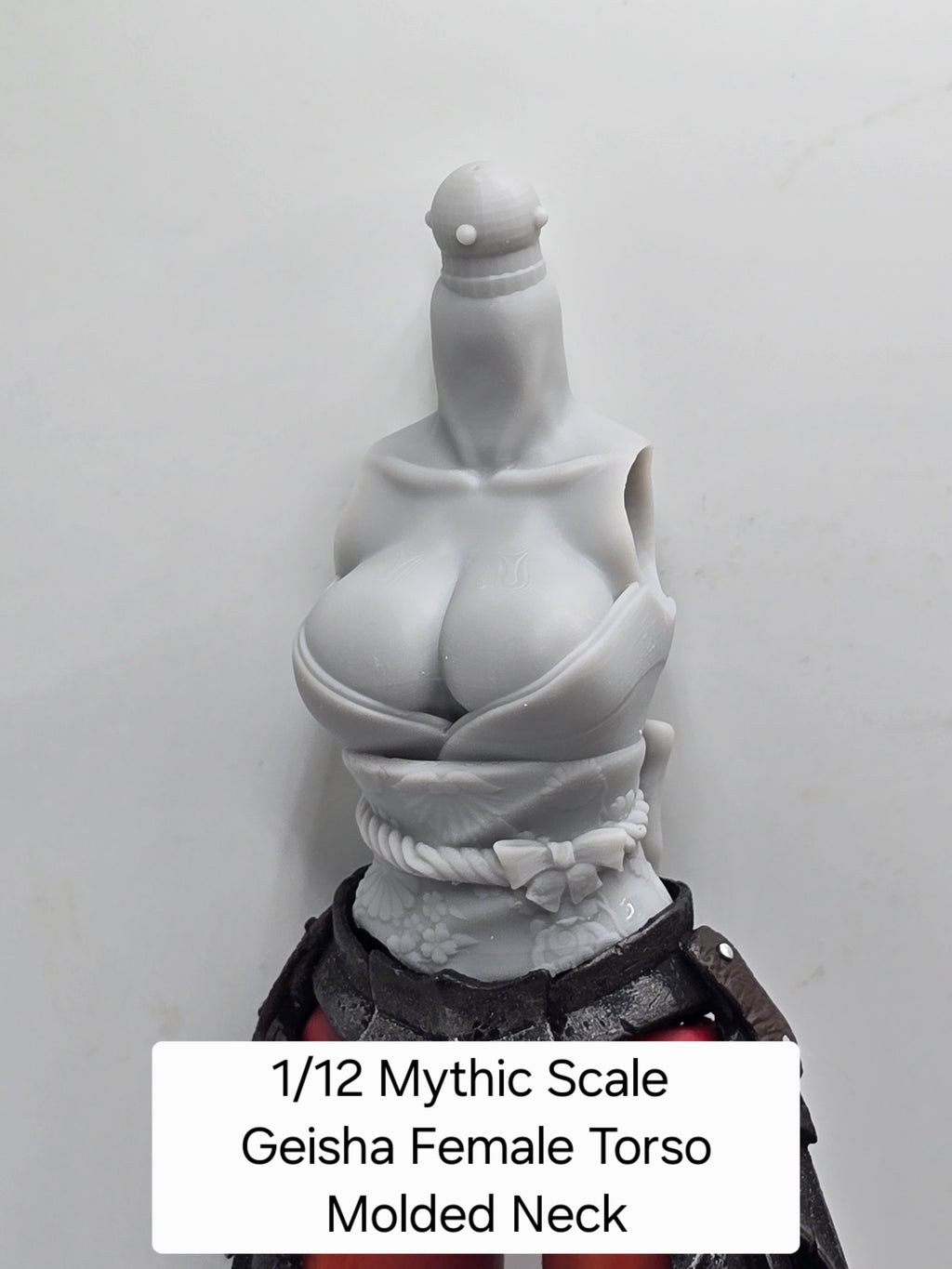 3d Printed Mythic Legions Scale Head 2.0 Female Geisha Torso 1:12 6" Scale.