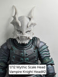 3d Printed Mythic Legions Scale Head 1.0 Vampire Knight Head#2  1:12 6" Scale.