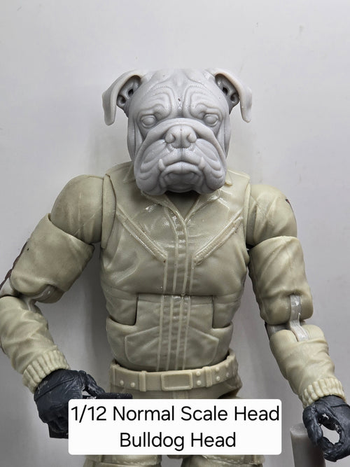 3d Printed Mythic Legions Scale Head 1.0 Bull Dog Dog Head  1:12 6" Scale.