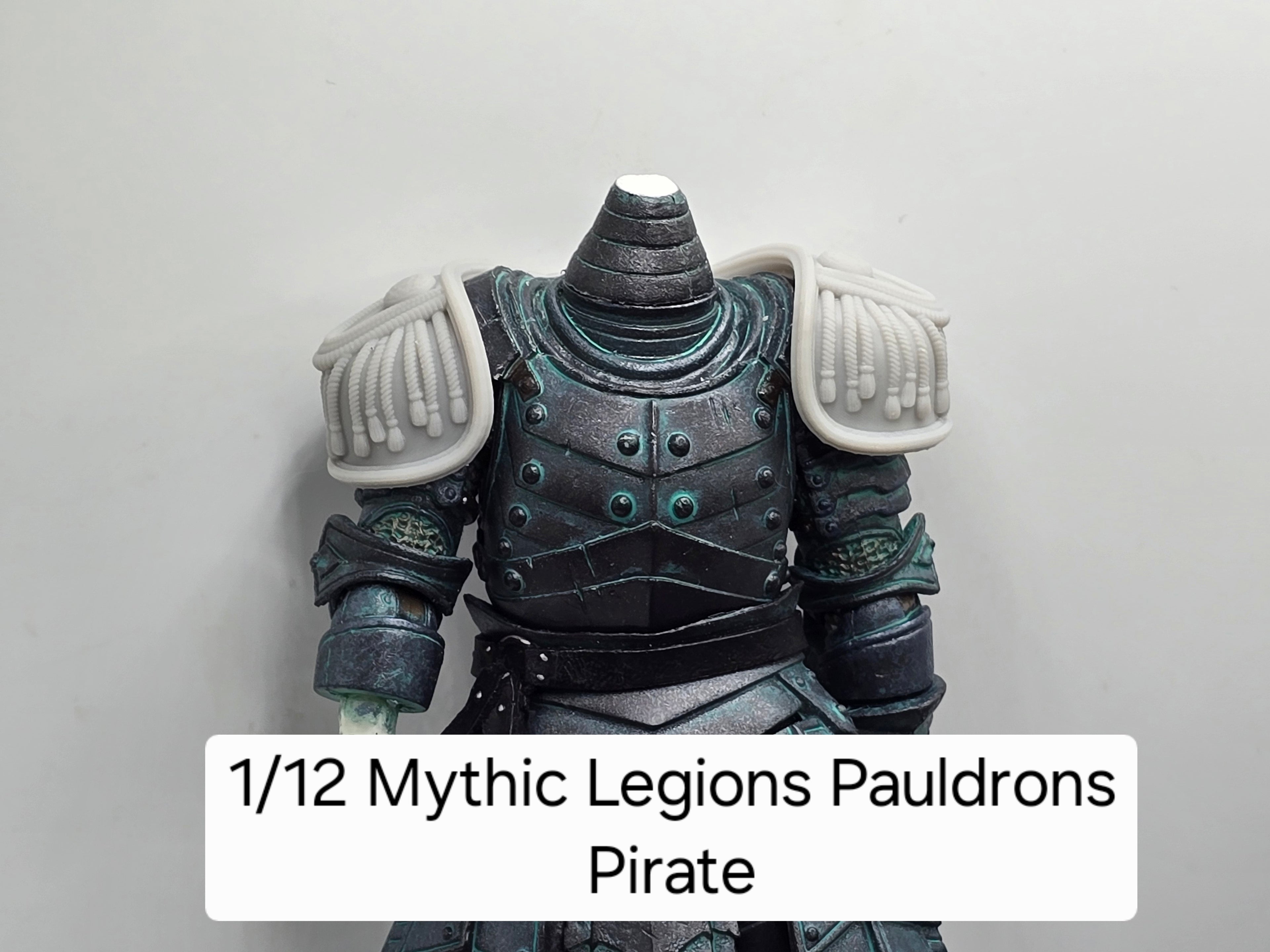 3d Printed Mythic Legions Scale Head 1.0 Pirate Pauldrons 1:12 6" Scale.