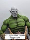 3d Printed Mythic Legions Scale Head 1.0 Azog Closed Mouth Head  1:12 6" Scale.