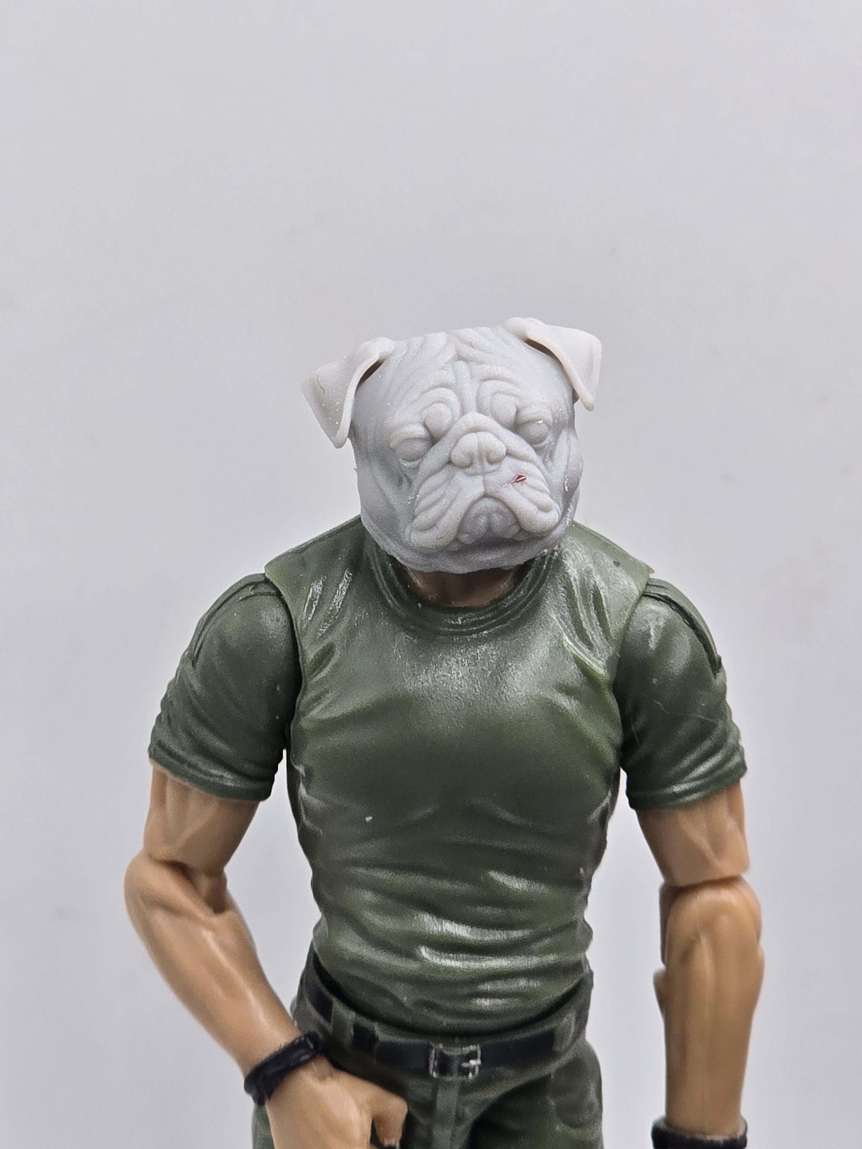 3d Printed Mythic Legions Scale Head 1.0 Pug Head  1:12 6" Scale.