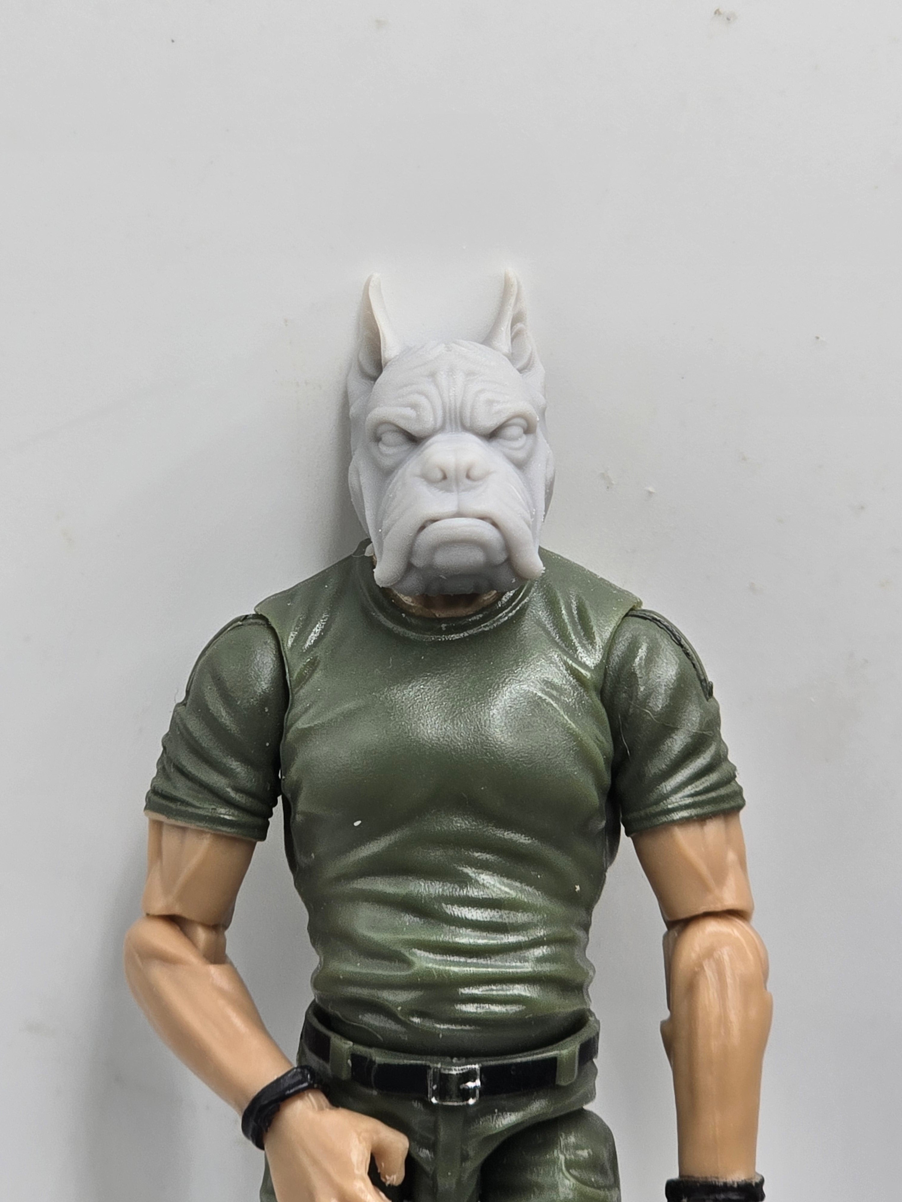 3d Printed Mythic Legions Scale Head 1.0 Boxer Dog Head  1:12 6" Scale.