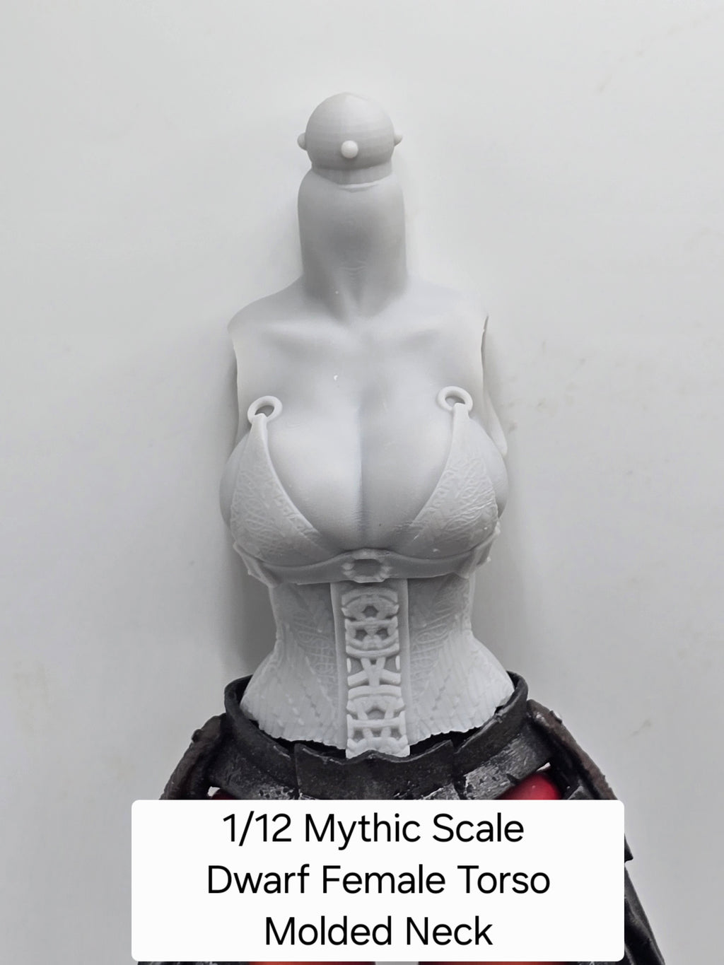 3d Printed Mythic Legions Scale Head 2.0 Female Dwarf Torso 1:12 6" Scale.