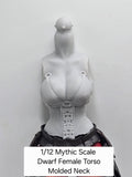3d Printed Mythic Legions Scale Head 2.0 Female Dwarf Torso 1:12 6" Scale.
