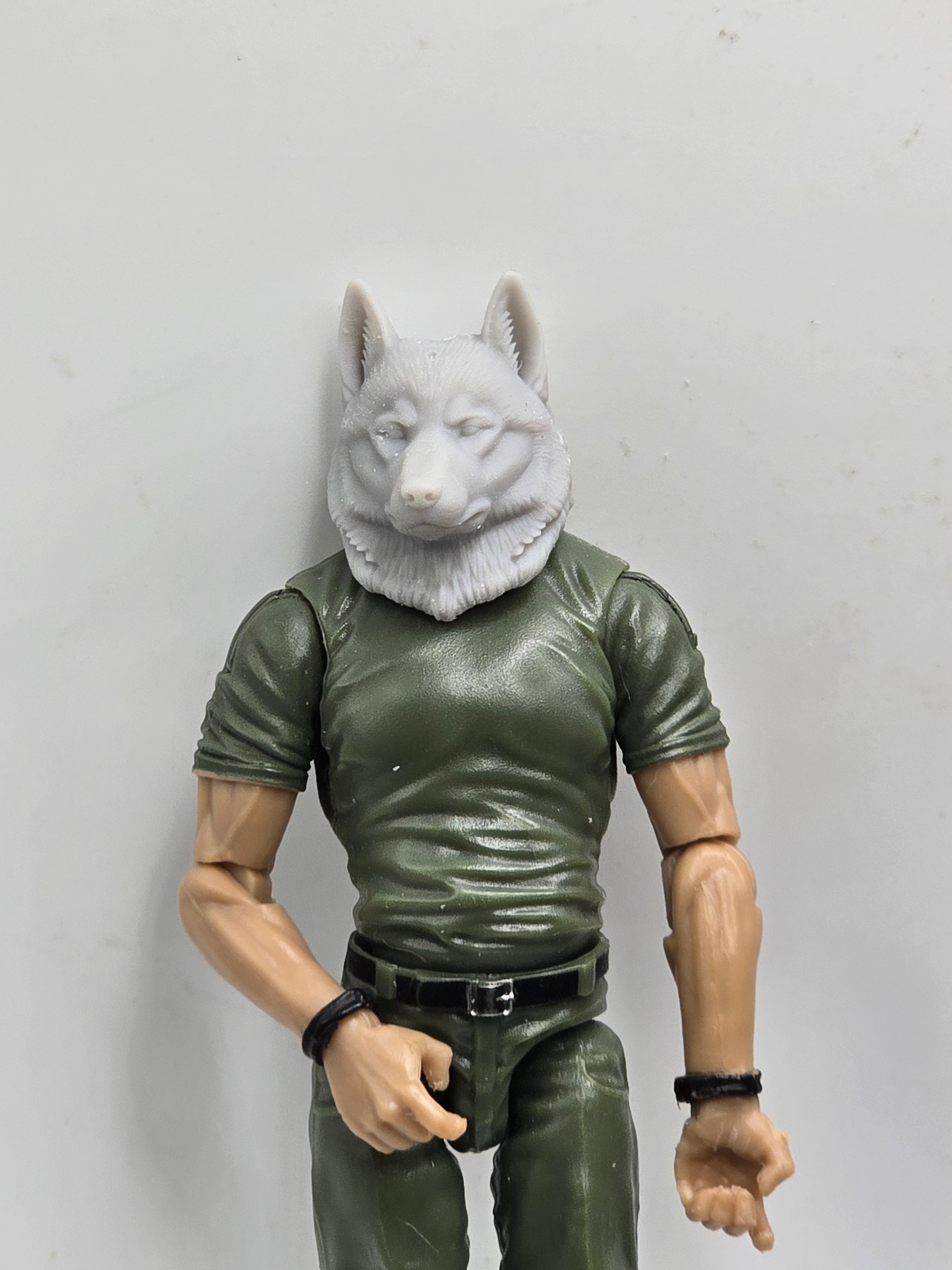 3d Printed Mythic Legions Scale Head 1.0 Husky Dog Head  1:12 6" Scale.