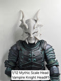 3d Printed Mythic Legions Scale Head 1.0 Vampire Knight Head#1  1:12 6" Scale.