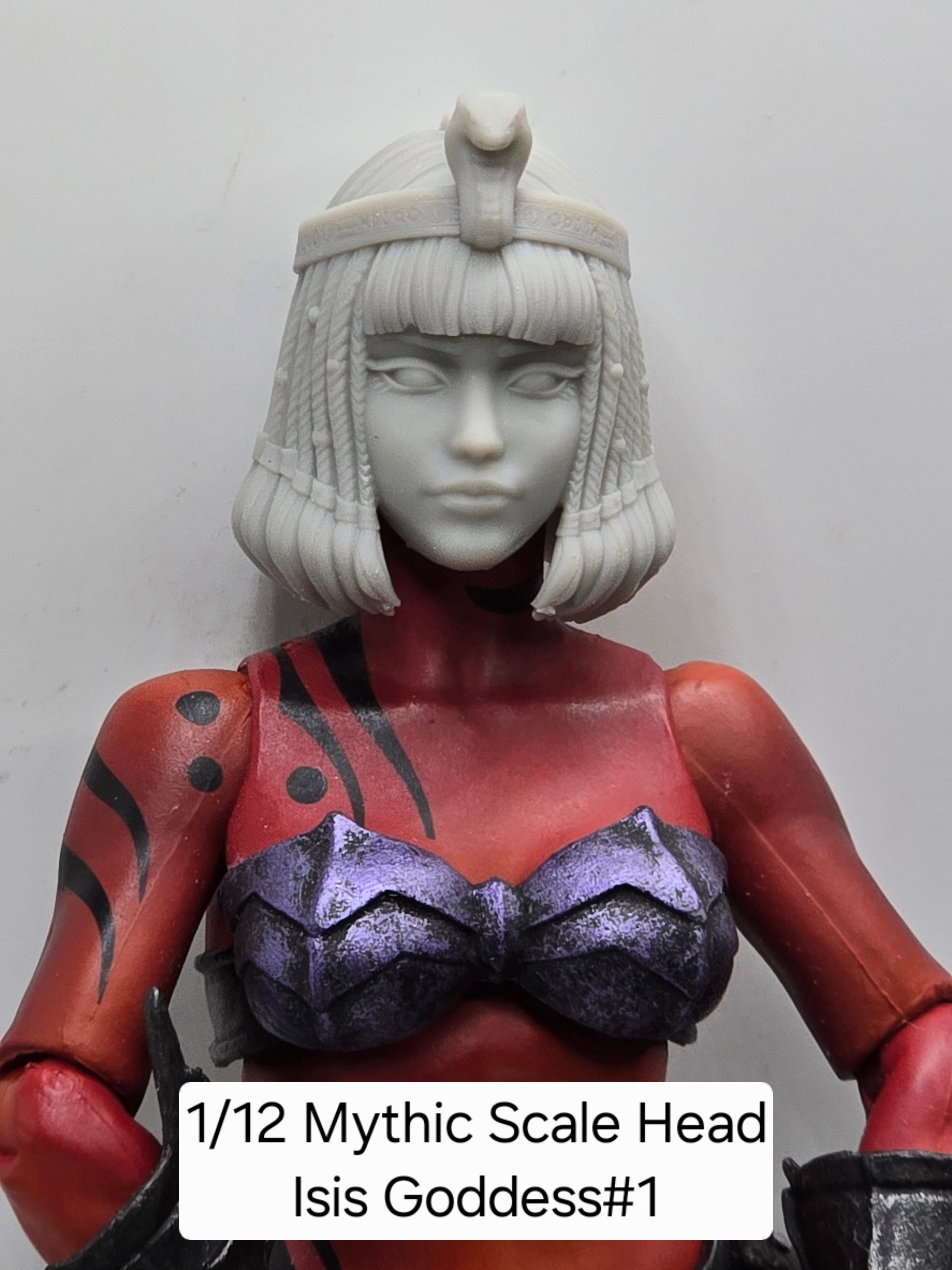 3d Printed Mythic Legions Scale Head 2.0 Goddess Isis Head#1  1:12 6" Scale.