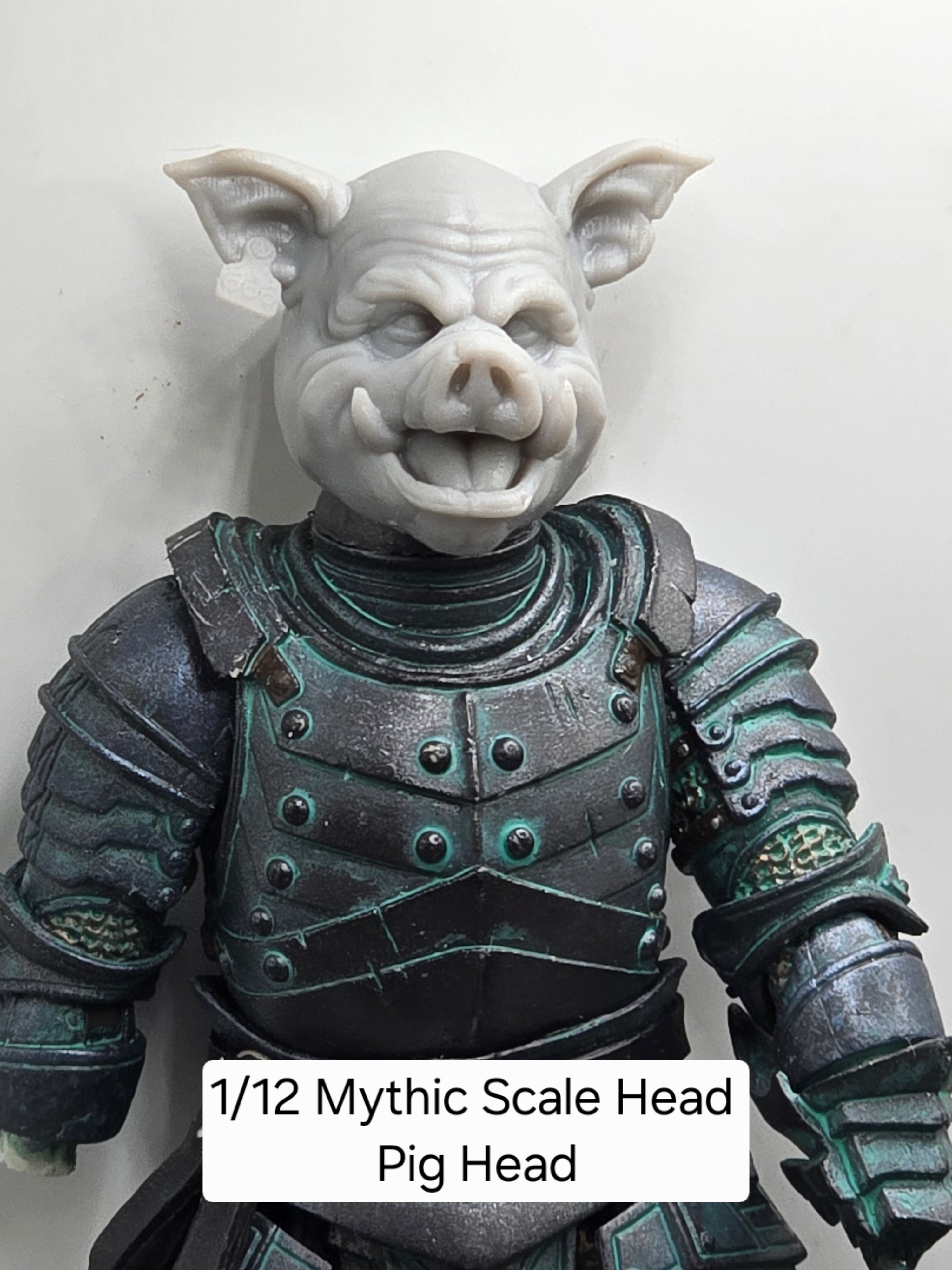 3d Printed Mythic Legions Scale Head 1.0 Evil Pig Head  1:12 6" Scale.