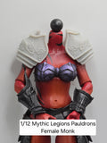 3d Printed Mythic Legions Scale Head 2.0 Female Monk Pauldrons 1:12 6" Scale.
