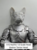 3d Printed Mythic Legions Scale Head 1.0 Boston Terrier Head  1:12 6" Scale.