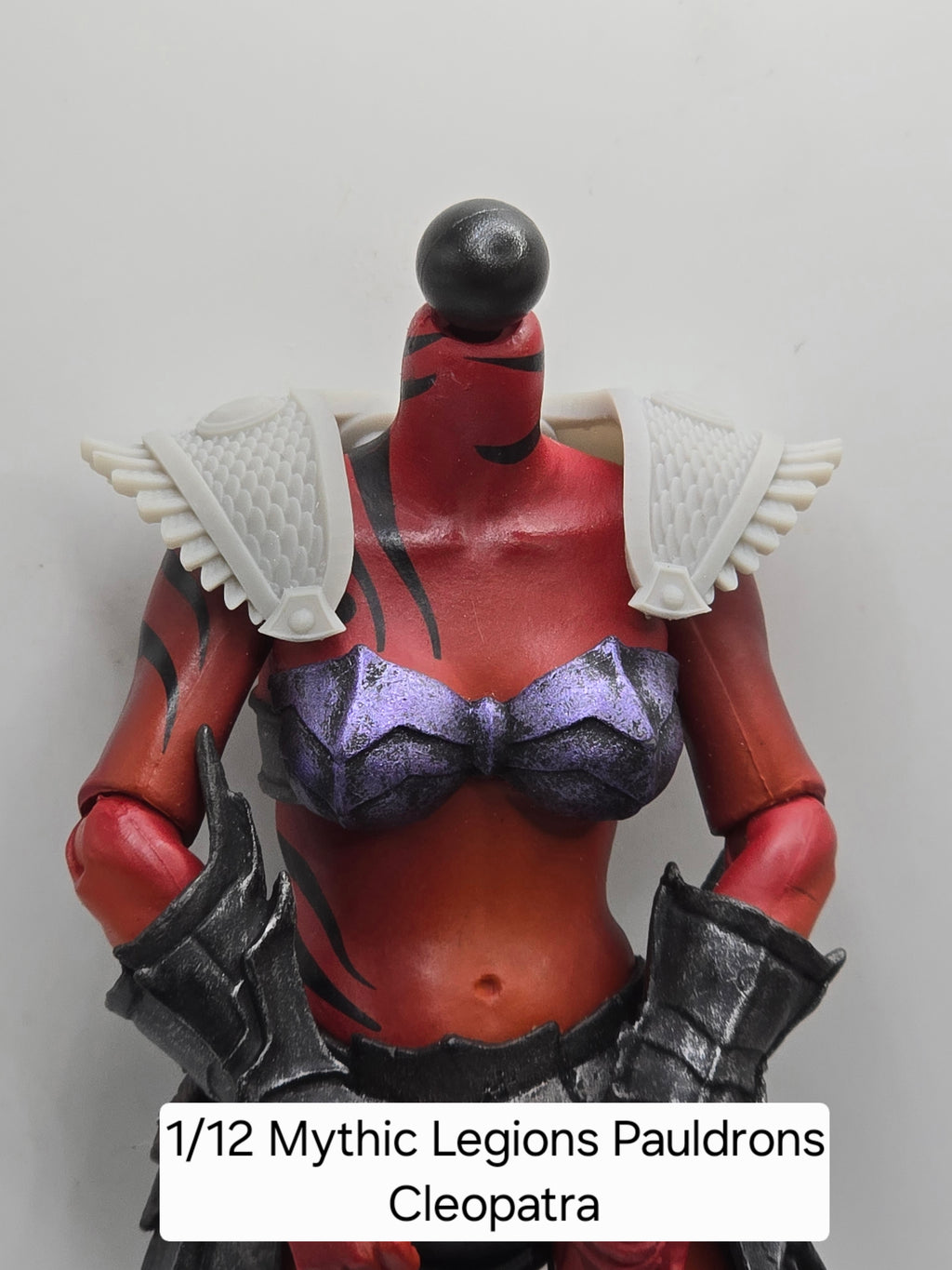 3d Printed Mythic Legions Scale Head 2.0 CleopatraPauldrons 1:12 6" Scale.