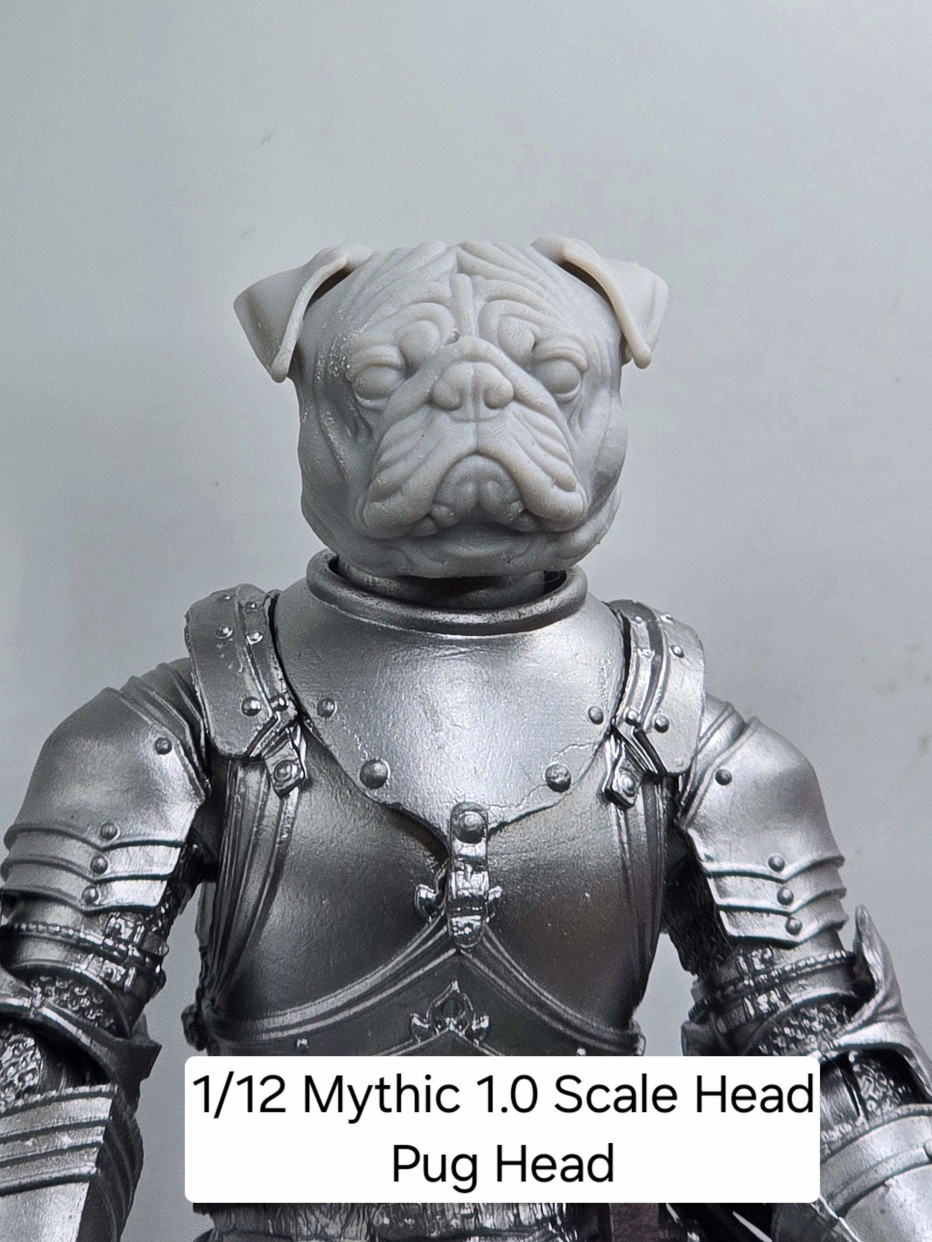 3d Printed Mythic Legions Scale Head 1.0 Pug Head  1:12 6" Scale.