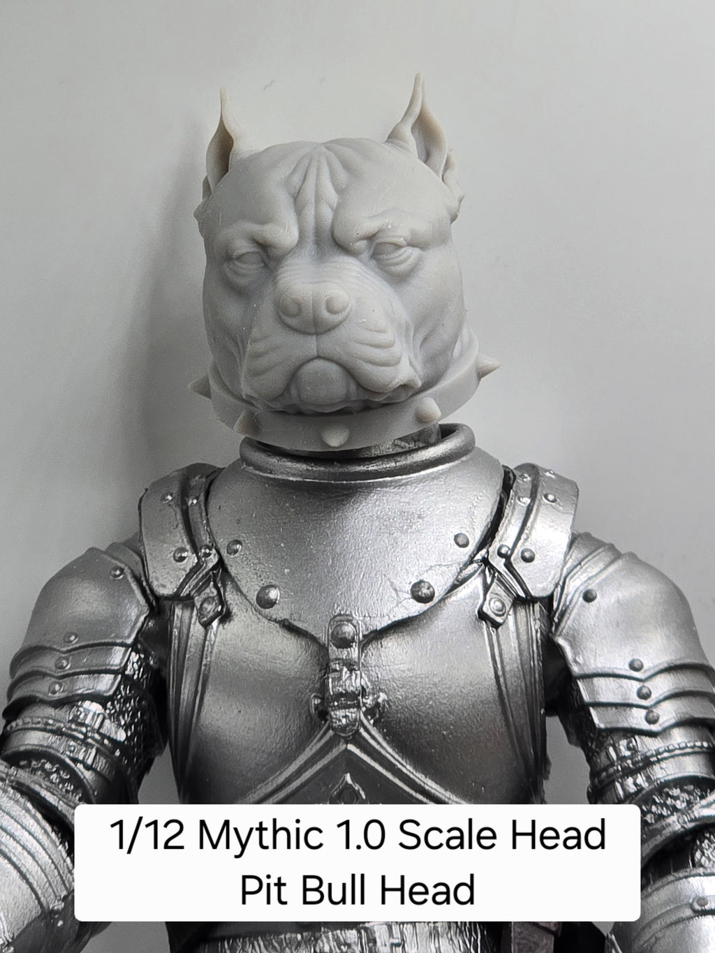 3d Printed Mythic Legions Scale Head 1.0 Pitt Bull Dog Head  1:12 6" Scale.