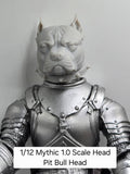 3d Printed Mythic Legions Scale Head 1.0 Pitt Bull Dog Head  1:12 6" Scale.