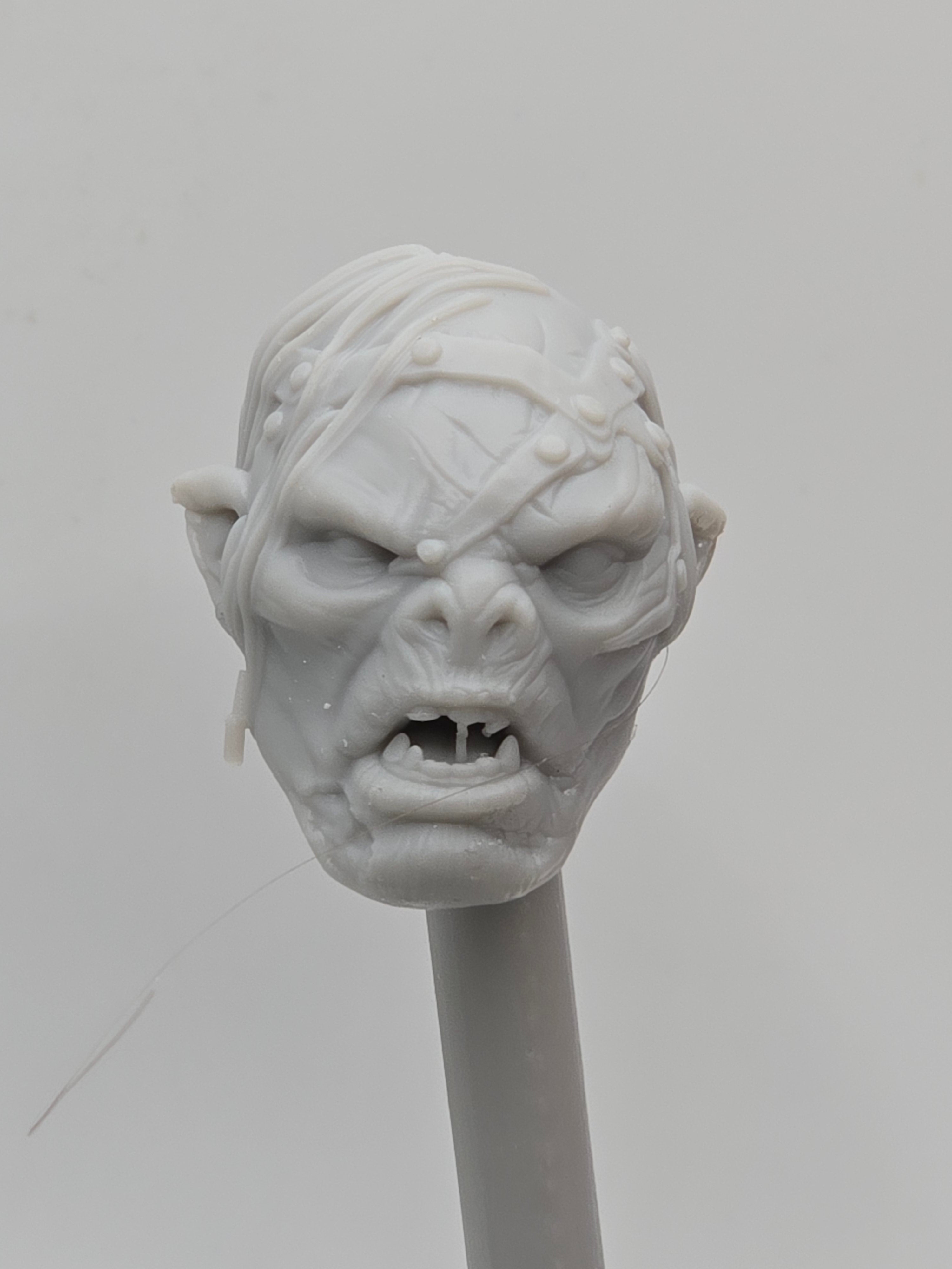 3d Printed Mythic Legions Scale Head 1.0 Orc Blog Head  1:12 6" Scale.